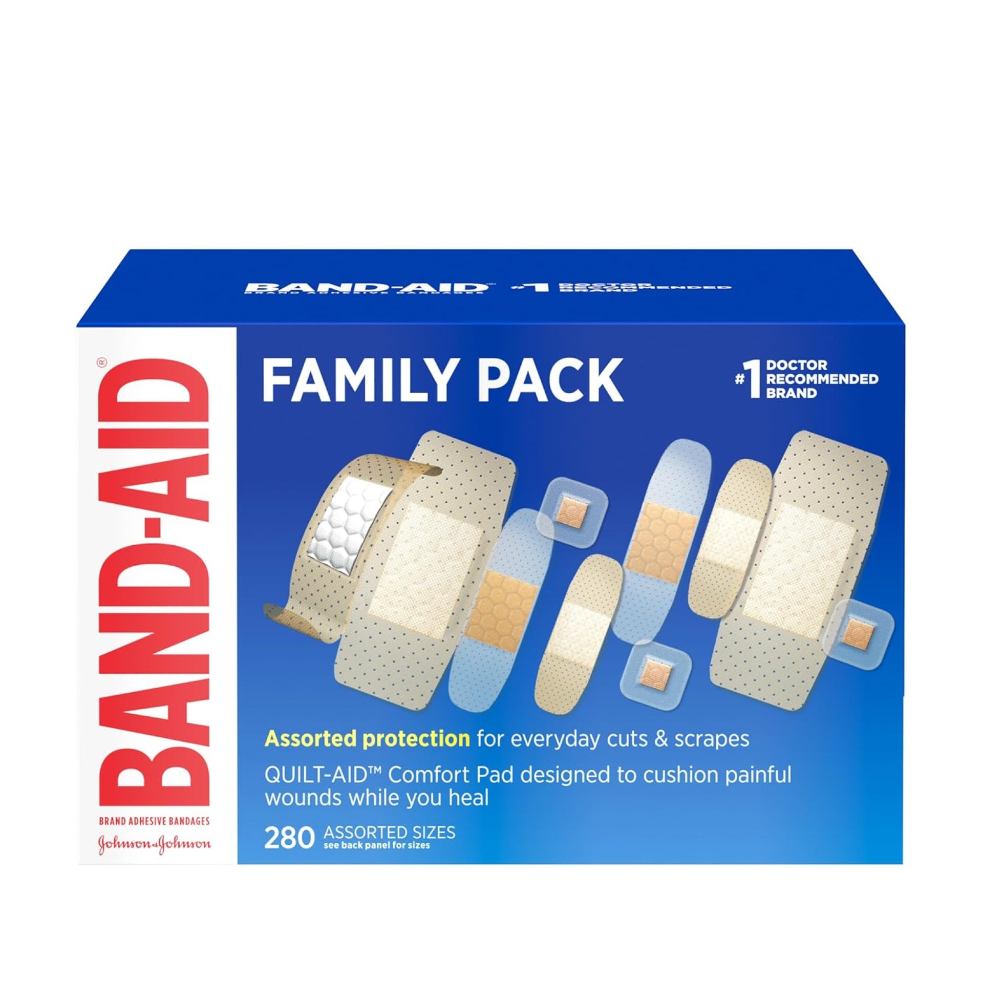Band-Aid Brand Adhesive Bandages Family Variety Pack, Sheer & Clear Flexible Sterile Individually Wrapped Bandages for First Aid Wound Care for Minor Cuts & Scrapes, Assorted Sizes, 280 ct Band-Aid Brand Adhesive Bandages Family Variety Pack, Sheer & Clear Flexible Sterile Individually Wrapped Bandages for First Aid Wound Care for Minor Cuts & Scrapes, Assorted Sizes, 280 ct