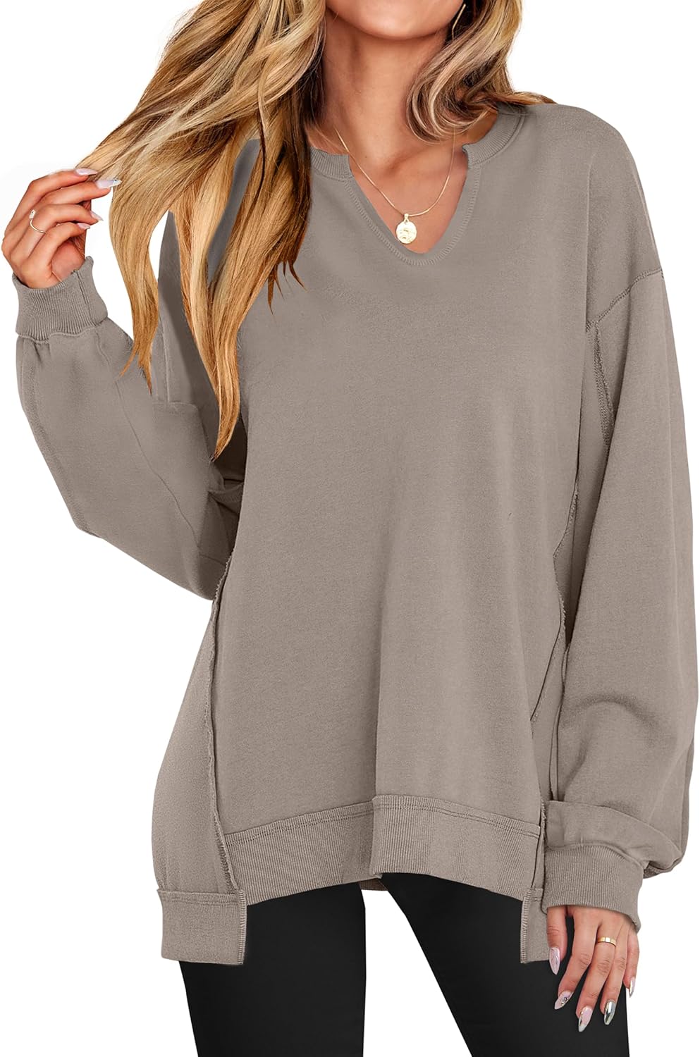 ANRABESS Womens Oversized Sweatshirt V Neck Long Sleeve Tunic Lightweight Pullover 2025 Spring Casual Tops Teen Girl Outfits ANRABESS Womens Oversized Sweatshirt V Neck Long Sleeve Tunic Lightweight Pullover 2025 Spring Casual Tops Teen Girl Outfits