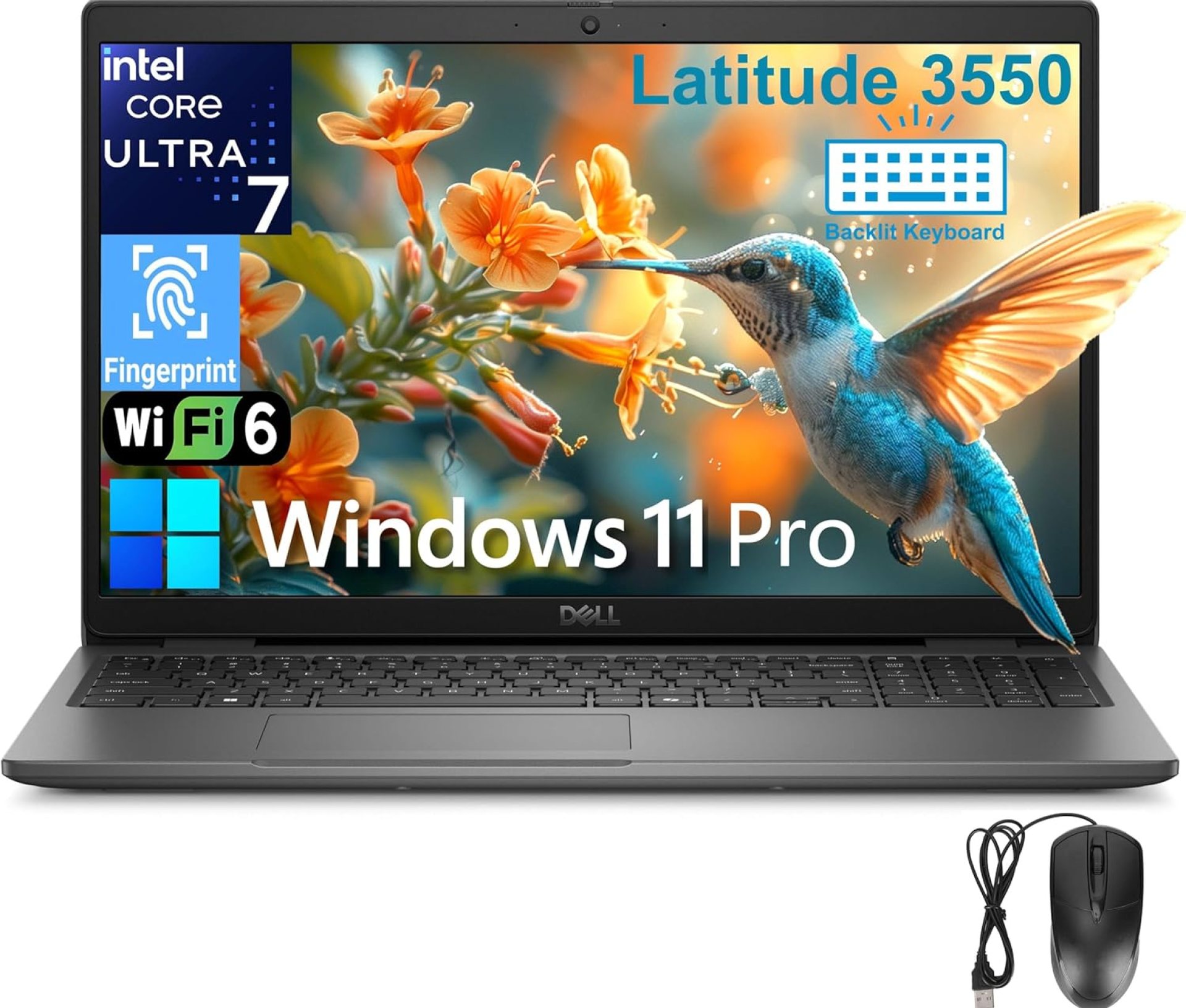 Dell Latitude 3550 Business Laptop Computer 15.6″ FHD, Intel 12-Core Ultra 7 155U (Beat i7-1355U), 64GB DDR5 RAM, 2TB PCIe SSD, WiFi 6, BT 5.3, Backlit Keyboard, Fingerprint Reader, Windows 11 Pro Dell Latitude 3550 Business Laptop Computer 15.6″ FHD, Intel 12-Core Ultra 7 155U (Beat i7-1355U), 64GB DDR5 RAM, 2TB PCIe SSD, WiFi 6, BT 5.3, Backlit Keyboard, Fingerprint Reader, Windows 11 Pro