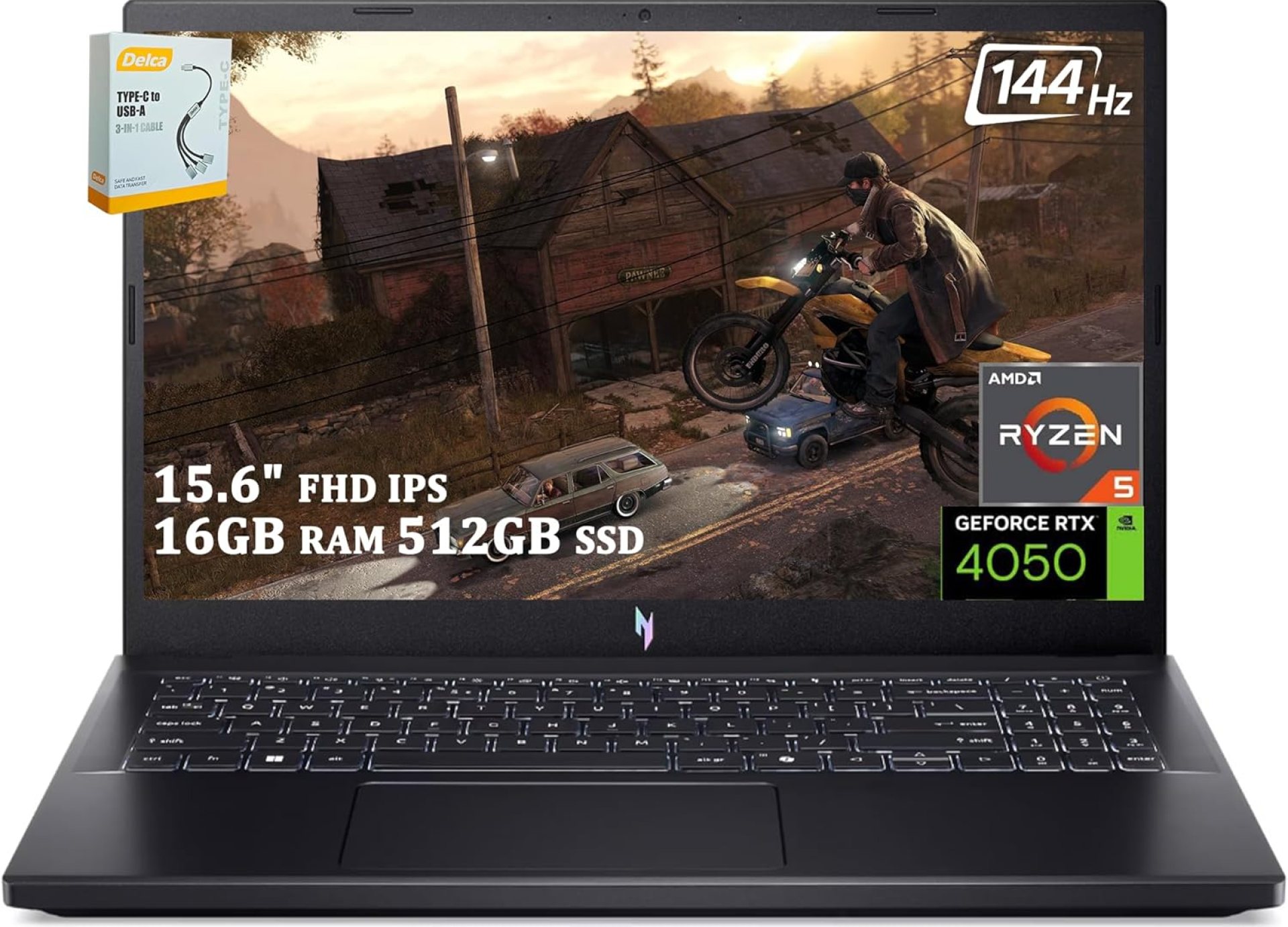 acer Nitro V 15 Gaming Laptop | 15.6″ FHD 144Hz IPS Display | AMD 6-core Ryzen 5 7535HS Processor | 16GB RAM 512GB SSD | NVIDIA GeForce RTX 4050 | Backlit USB-C Win11 w/DLCA Accessory acer Nitro V 15 Gaming Laptop | 15.6″ FHD 144Hz IPS Display | AMD 6-core Ryzen 5 7535HS Processor | 16GB RAM 512GB SSD | NVIDIA GeForce RTX 4050 | Backlit USB-C Win11 w/DLCA Accessory
