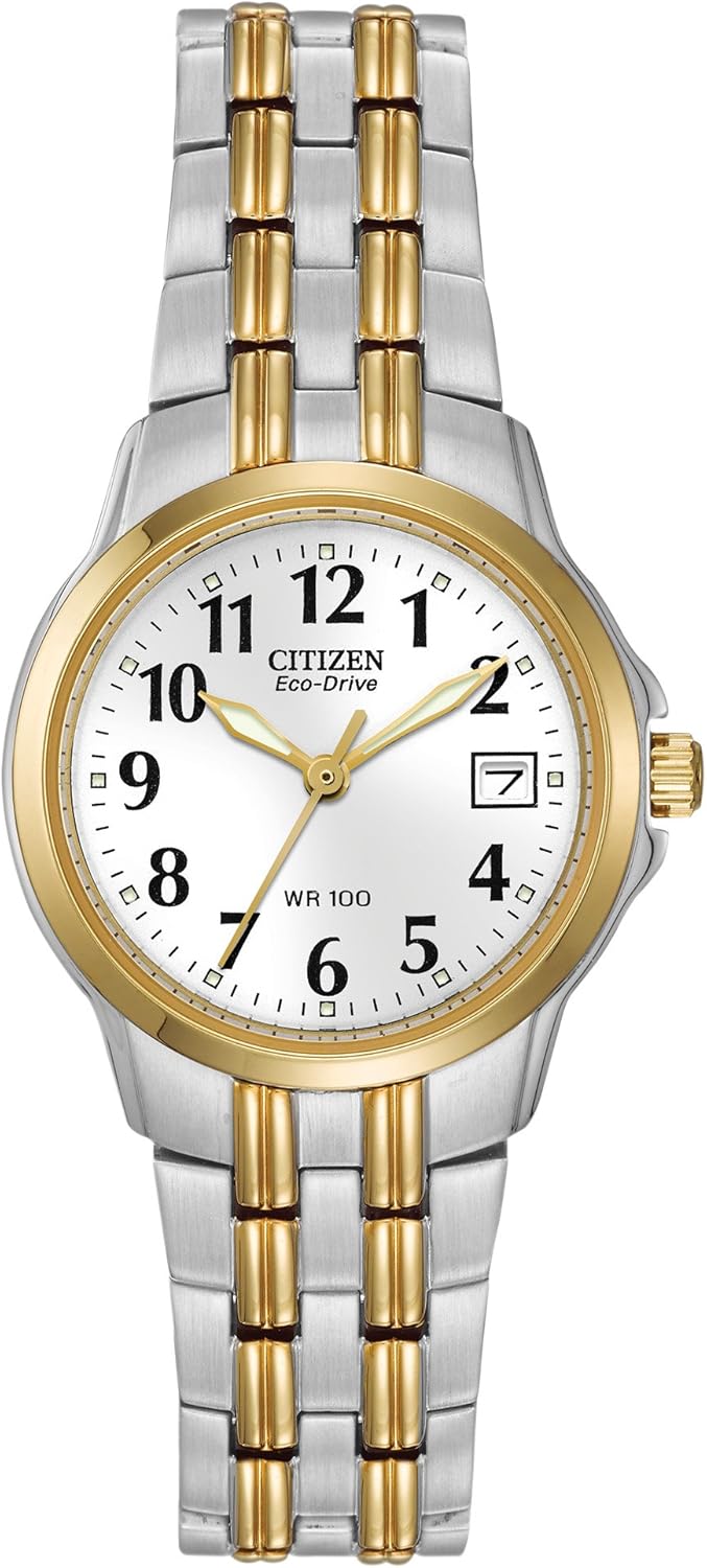 Citizen Women’s Eco-Drive Dress Classic Two Tone Gold Stainless Steel Watch, Easy to Read, White Dial, 26mm (Model: EW1544-53A) Citizen Women’s Eco-Drive Dress Classic Two Tone Gold Stainless Steel Watch, Easy to Read, White Dial, 26mm (Model: EW1544-53A)