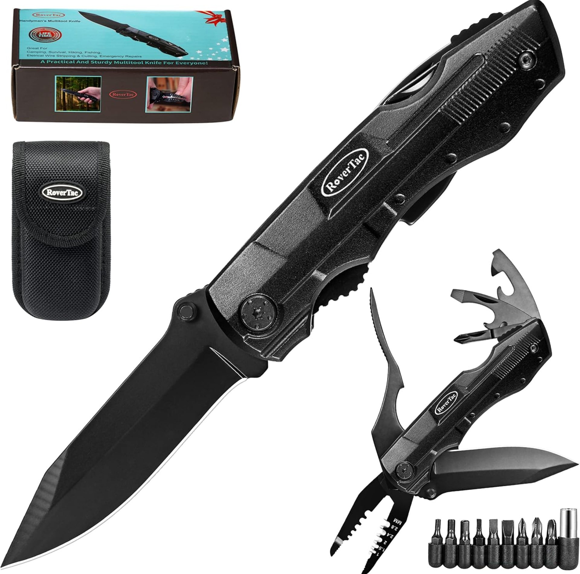 RoverTac Multitool Knife – 15-in-1 Pocket Knife with Wire Strippers, Wire Cutter, 9 Screwdrivers, Bottle Opener – Perfect Gifts for Men, Dad – Camping Gear for Christmas, Father’s Day, Birthdays RoverTac Multitool Knife – 15-in-1 Pocket Knife with Wire Strippers, Wire Cutter, 9 Screwdrivers, Bottle Opener – Perfect Gifts for Men, Dad – Camping Gear for Christmas, Father’s Day, Birthdays