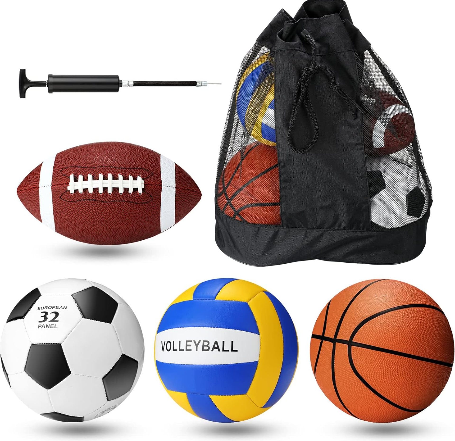 Jerify 4 Pcs Sport Balls Set Official Size Athletic Balls Include Soccer, Football, Basketball, Volleyball for Indoor Outdoor Game Activities Kids Teens Youth Adult Ball Toys Gifts Jerify 4 Pcs Sport Balls Set Official Size Athletic Balls Include Soccer, Football, Basketball, Volleyball for Indoor Outdoor Game Activities Kids Teens Youth Adult Ball Toys Gifts