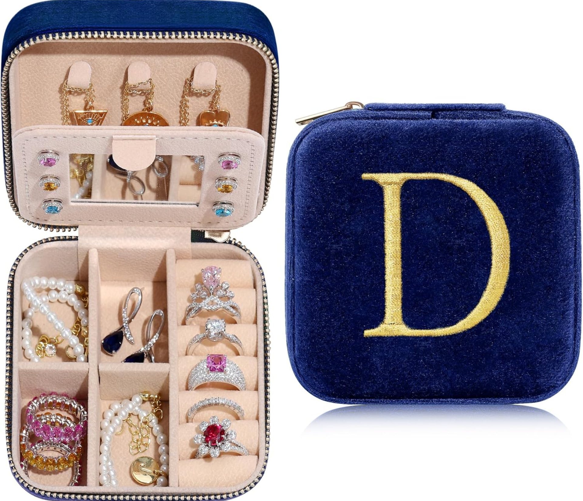 Parima Birthday Gifts for Women – Plush Velvet Travel Jewelry Case Organizer Small Navy Blue Jewelry Box Travel Essentials Birthday Gifts for Women Mom Grandma Friends Her – Letter D, Navy Blue Parima Birthday Gifts for Women – Plush Velvet Travel Jewelry Case Organizer Small Navy Blue Jewelry Box Travel Essentials Birthday Gifts for Women Mom Grandma Friends Her – Letter D, Navy Blue