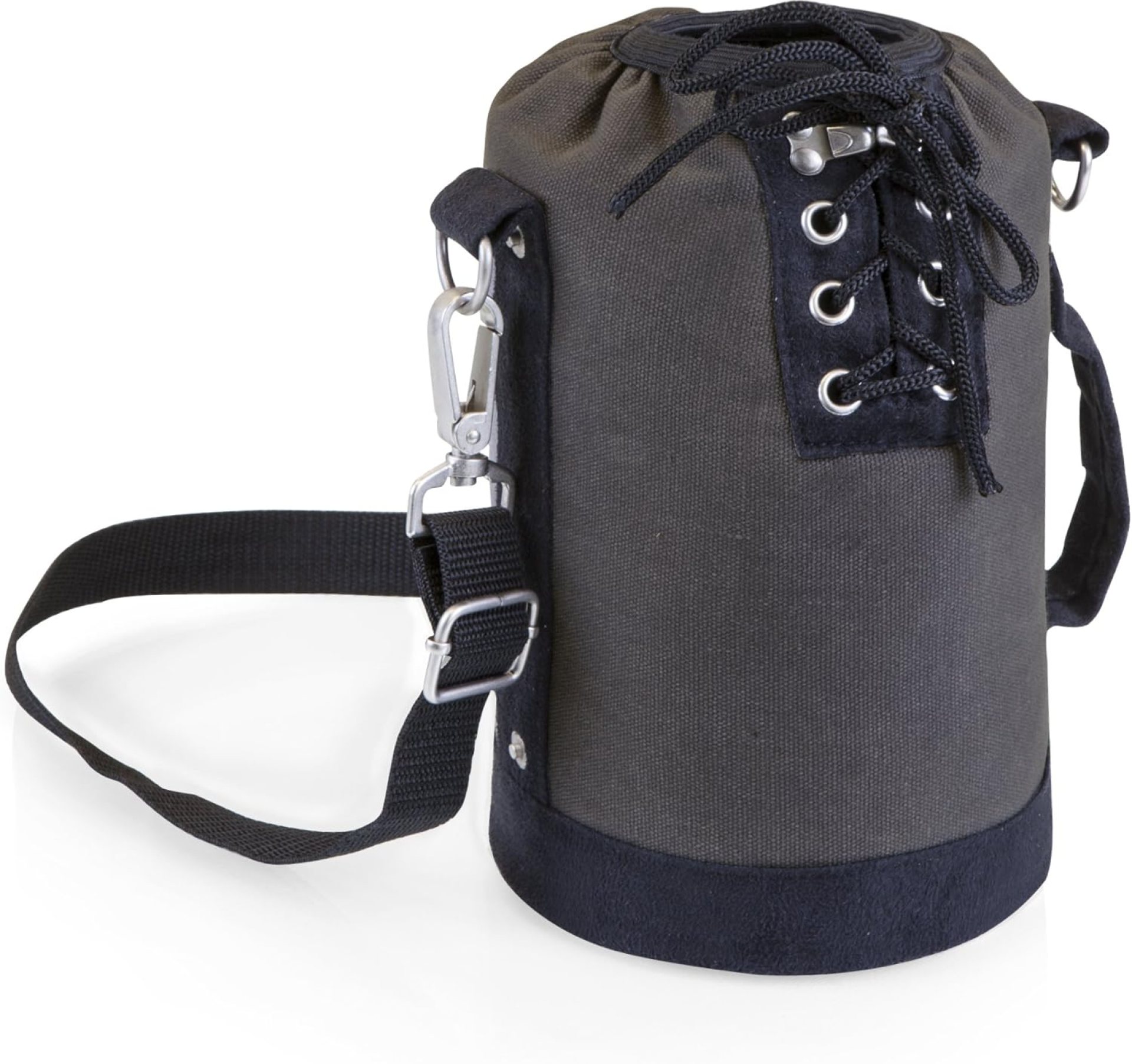 LEGACY – a Picnic Time brand Insulated, Gray with Black Accents Canvas Lace-up Growler Tote LEGACY – a Picnic Time brand Insulated, Gray with Black Accents Canvas Lace-up Growler Tote