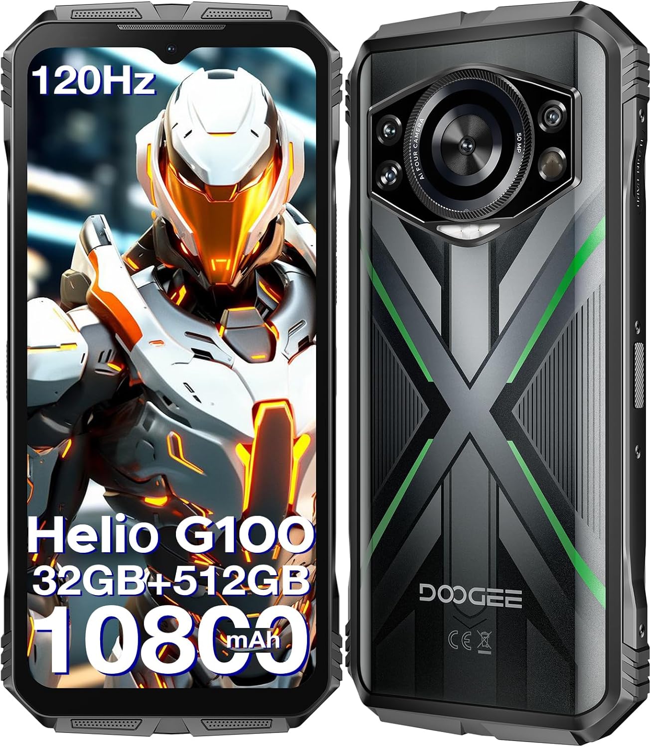 DOOGEE S Cyber Pro Rugged Phone, 10800mAh Android 14 Rugged Smartphone, 32GB+512GB, Helio G100 Octa Core Gaming Phones, 6.6″ FHD+ 120Hz IPS Waterdrop Screen, 4G Dual SIM Mobile Phone, Green DOOGEE S Cyber Pro Rugged Phone, 10800mAh Android 14 Rugged Smartphone, 32GB+512GB, Helio G100 Octa Core Gaming Phones, 6.6″ FHD+ 120Hz IPS Waterdrop Screen, 4G Dual SIM Mobile Phone, Green
