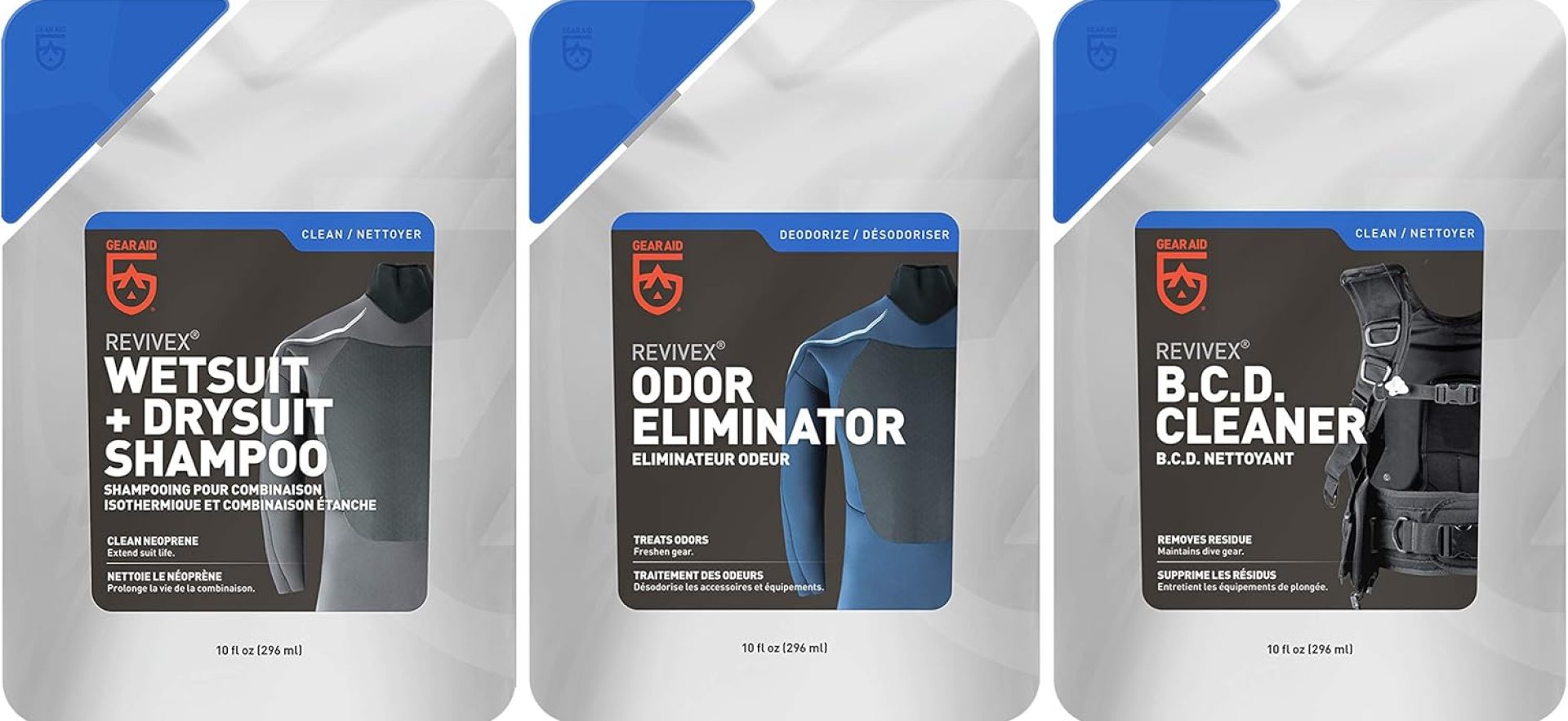 GEAR AID Wetsuit Shampoo and BCD Cleaner for Neoprene and Scuba Equipment, Removes Salt, and Residue, Deluxe Kit GEAR AID Wetsuit Shampoo and BCD Cleaner for Neoprene and Scuba Equipment, Removes Salt, and Residue, Deluxe Kit