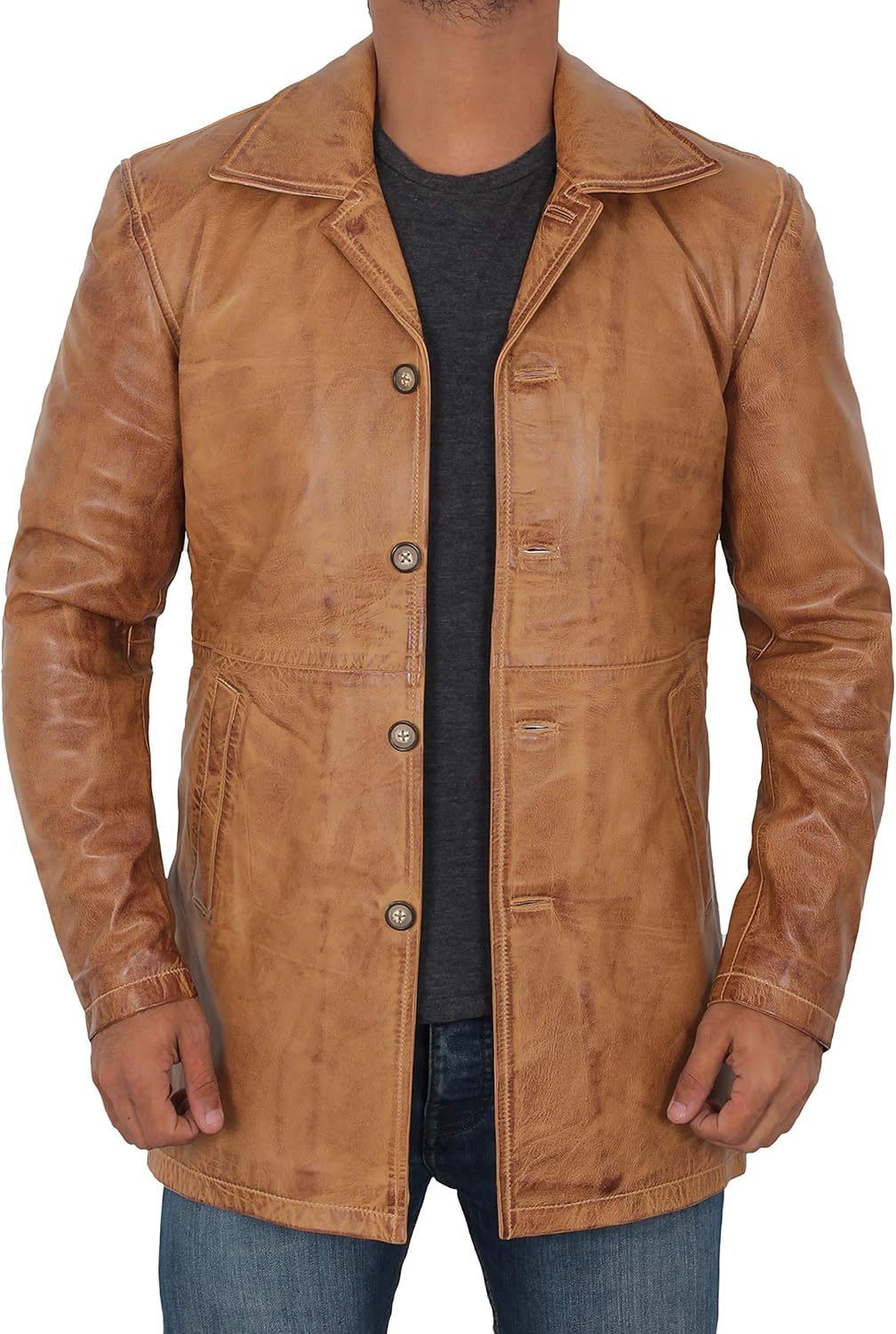 Blingsoul Leather Coats for Men – Vintage Style Long Leather Jacket Men Blingsoul Leather Coats for Men – Vintage Style Long Leather Jacket Men