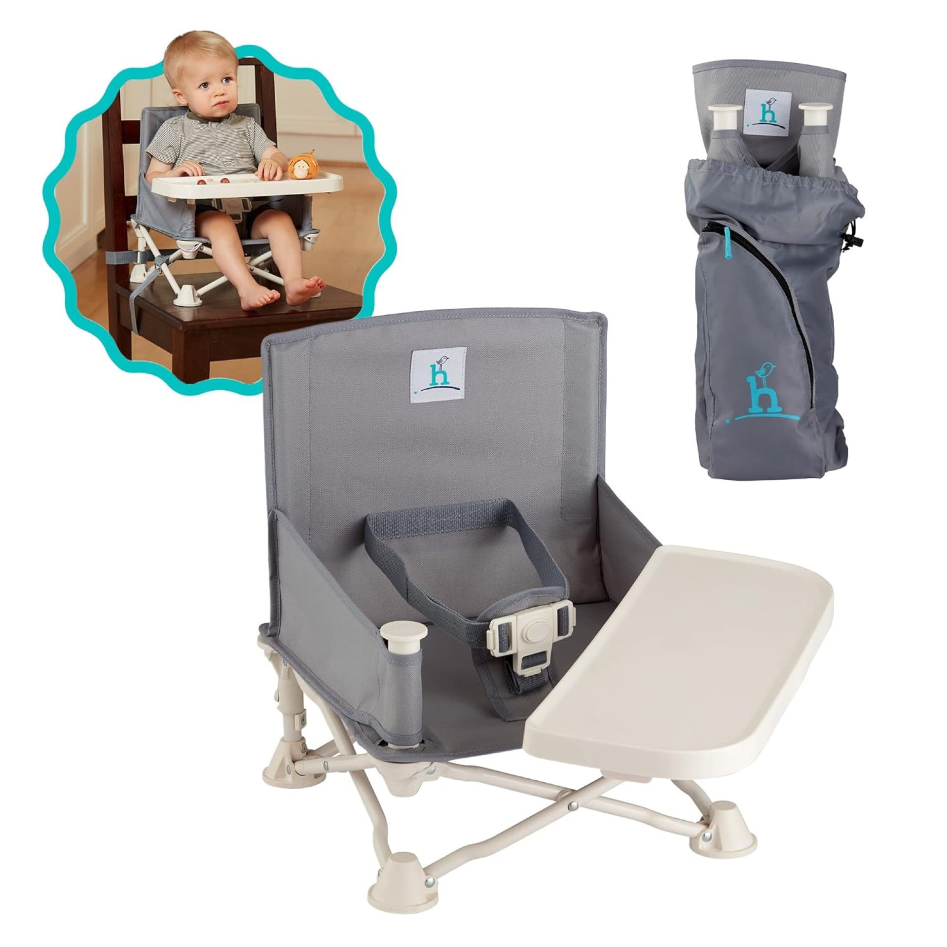 hiccapop OmniBoost Travel Booster Seat with Tray for Baby, Dining Table, Camping, Beach, Grandma’s | Folding Portable Tip-Free Design Straps to Kitchen Chairs hiccapop OmniBoost Travel Booster Seat with Tray for Baby, Dining Table, Camping, Beach, Grandma’s | Folding Portable Tip-Free Design Straps to Kitchen Chairs