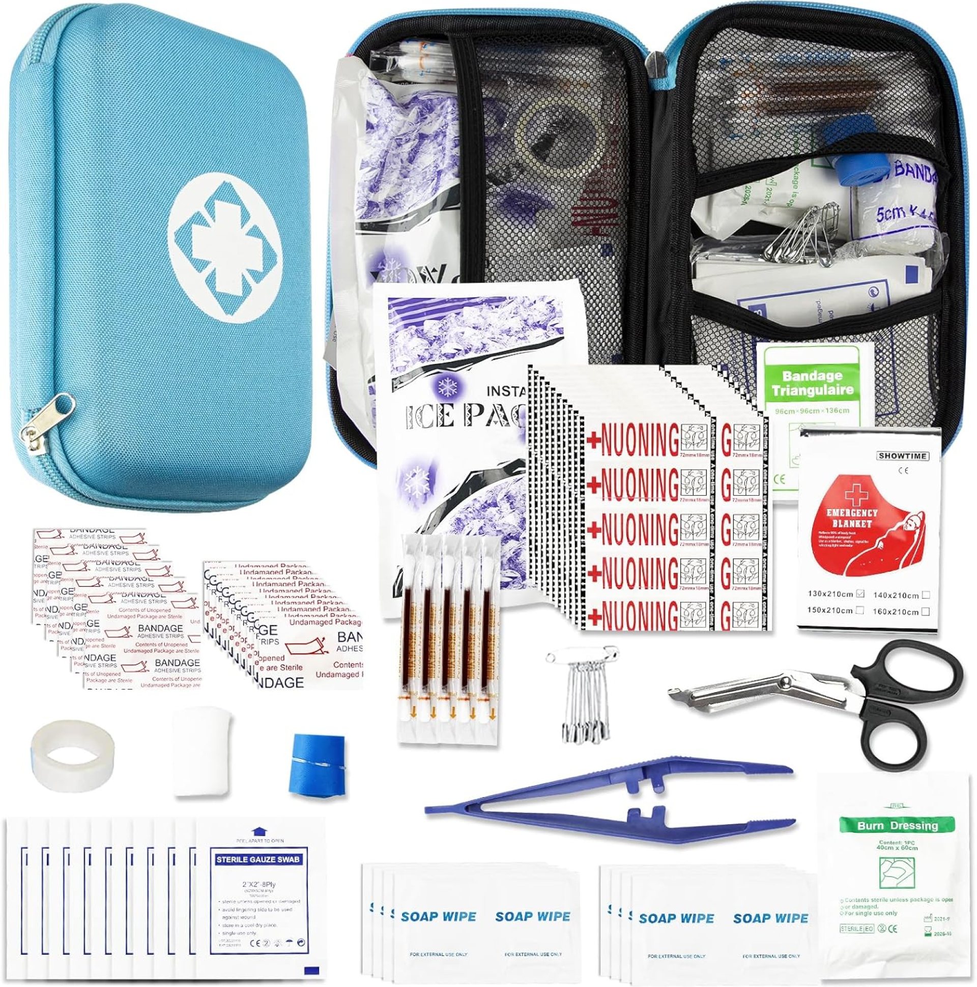 274PCS Car Travel First Aid Kit Supplies for Business, First Aid Backpacking Essentials Items Trauma Emergency Survival Kits for Home Outdoor Adventure, Blue Monoki 274PCS Car Travel First Aid Kit Supplies for Business, First Aid Backpacking Essentials Items Trauma Emergency Survival Kits for Home Outdoor Adventure, Blue Monoki