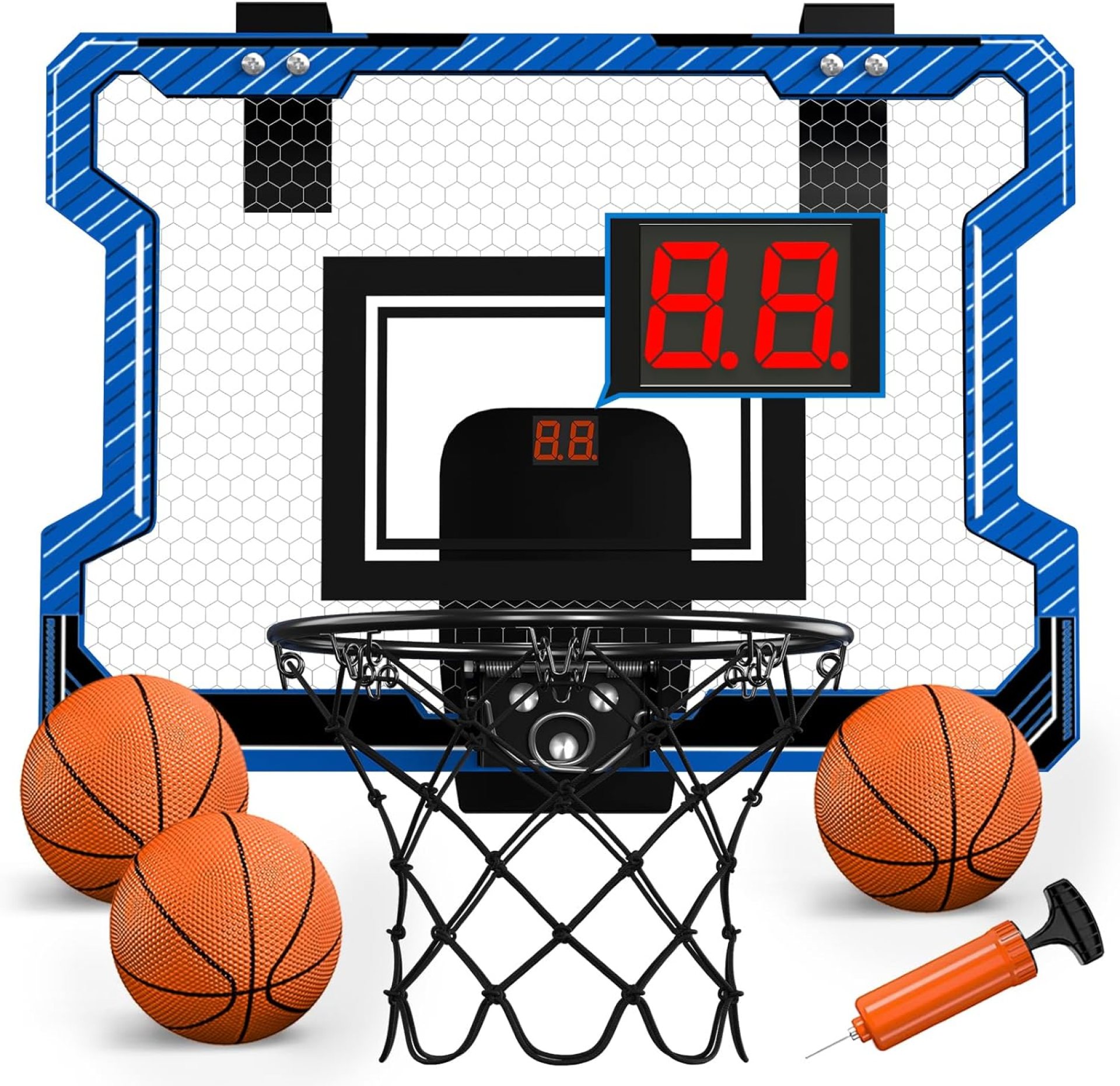 Mini Basketball Hoop Indoor with Scoreboard, Door Basketball Hoop with 3 Balls & Inflator, Basketball Toy Gifts for Kids Boys Girls Teens Adults, Suit for Bedroom/Office/Outdoor/Pool, Blue Mini Basketball Hoop Indoor with Scoreboard, Door Basketball Hoop with 3 Balls & Inflator, Basketball Toy Gifts for Kids Boys Girls Teens Adults, Suit for Bedroom/Office/Outdoor/Pool, Blue