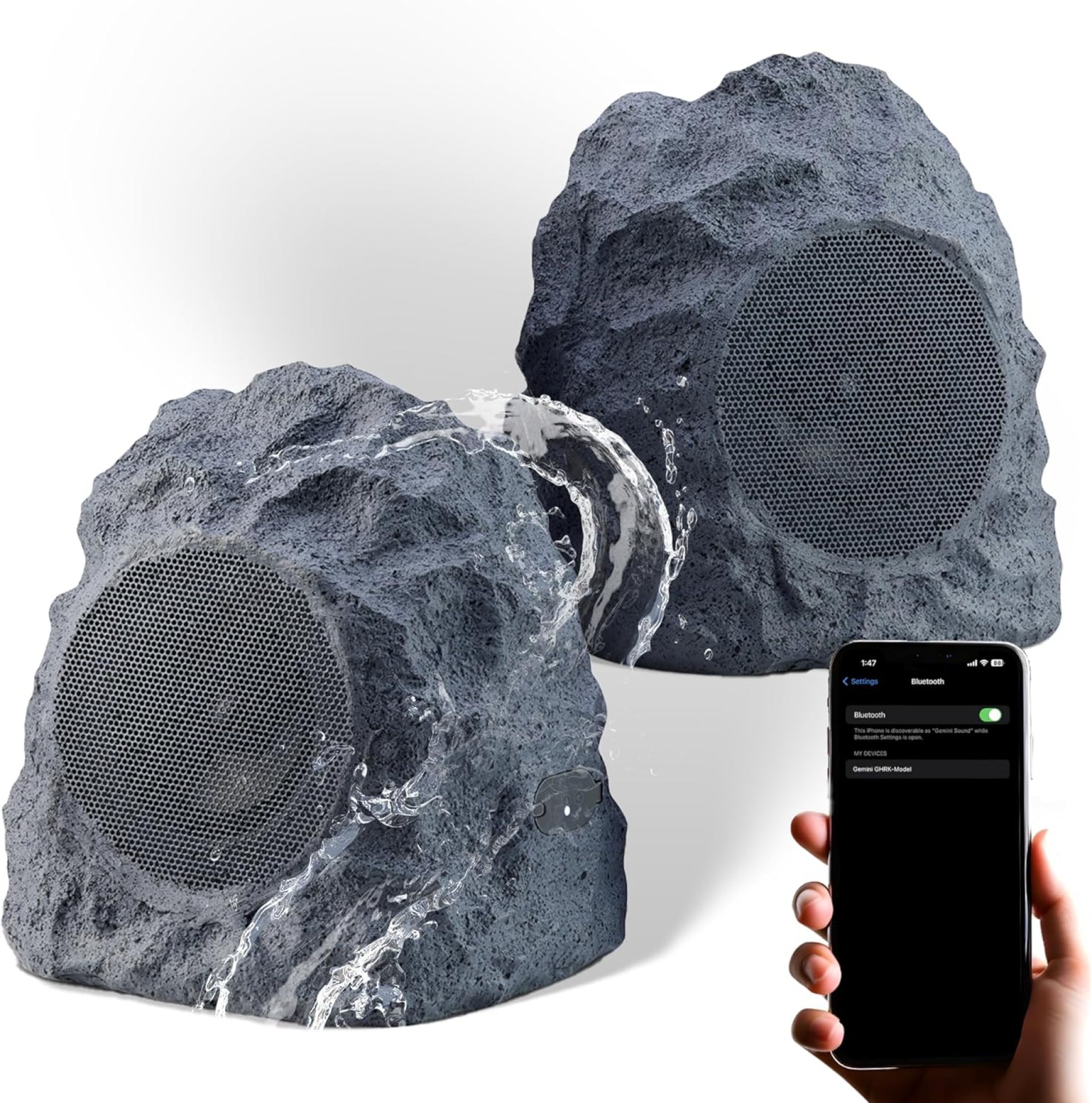 iHome IHRK-400-PR Wireless Outdoor Rock Speakers – Bluetooth 5.0, Waterproof IPX5, TWS Stereo Pairing, Portable for Garden & Patio, 10Hr Battery iHome IHRK-400-PR Wireless Outdoor Rock Speakers – Bluetooth 5.0, Waterproof IPX5, TWS Stereo Pairing, Portable for Garden & Patio, 10Hr Battery