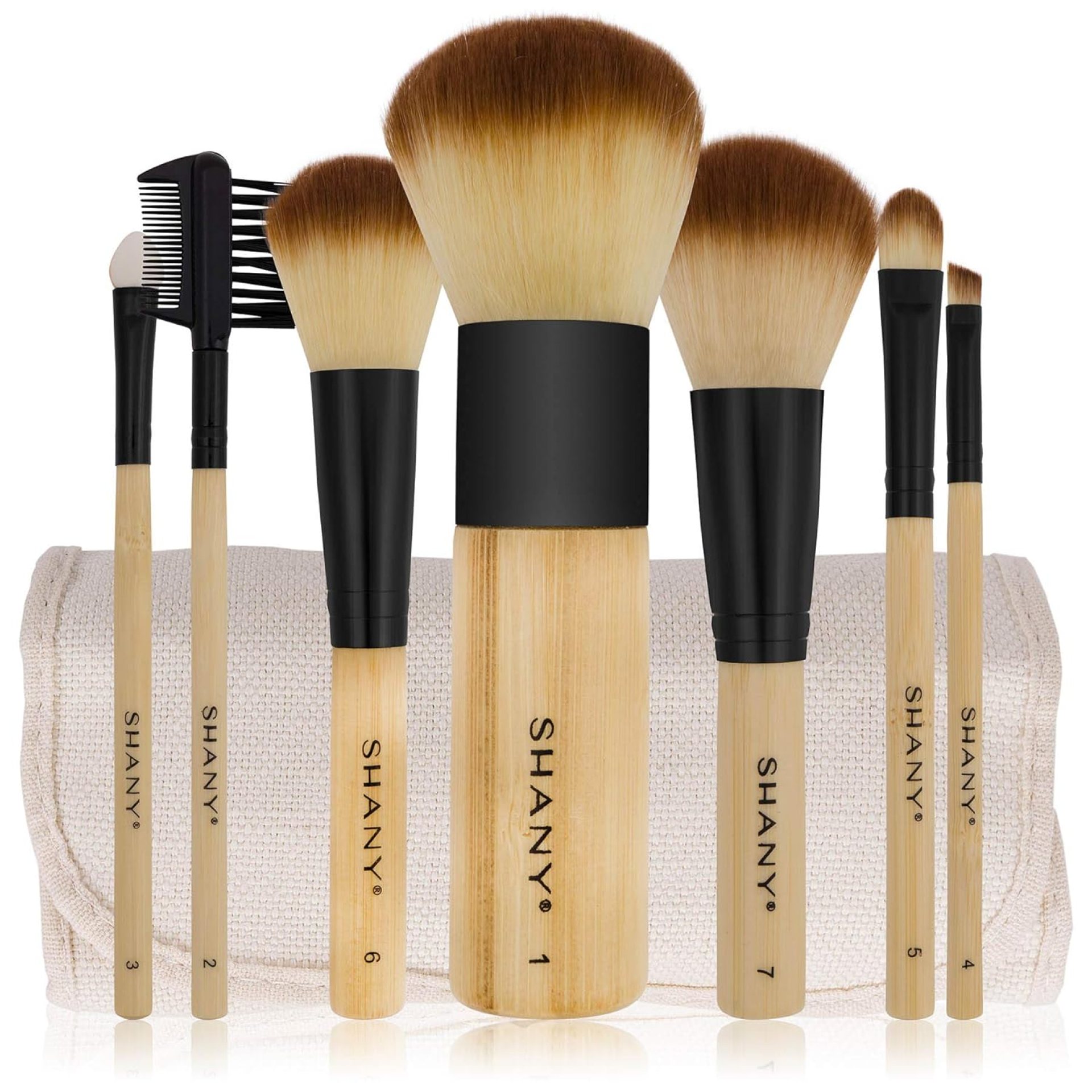 SHANY Bamboo Makeup Brush Set – Vegan Professional Makeup Brushes With Premium Synthetic Hair & Cotton Pouch for Easy Brush Storage – 7pc SHANY Bamboo Makeup Brush Set – Vegan Professional Makeup Brushes With Premium Synthetic Hair & Cotton Pouch for Easy Brush Storage – 7pc