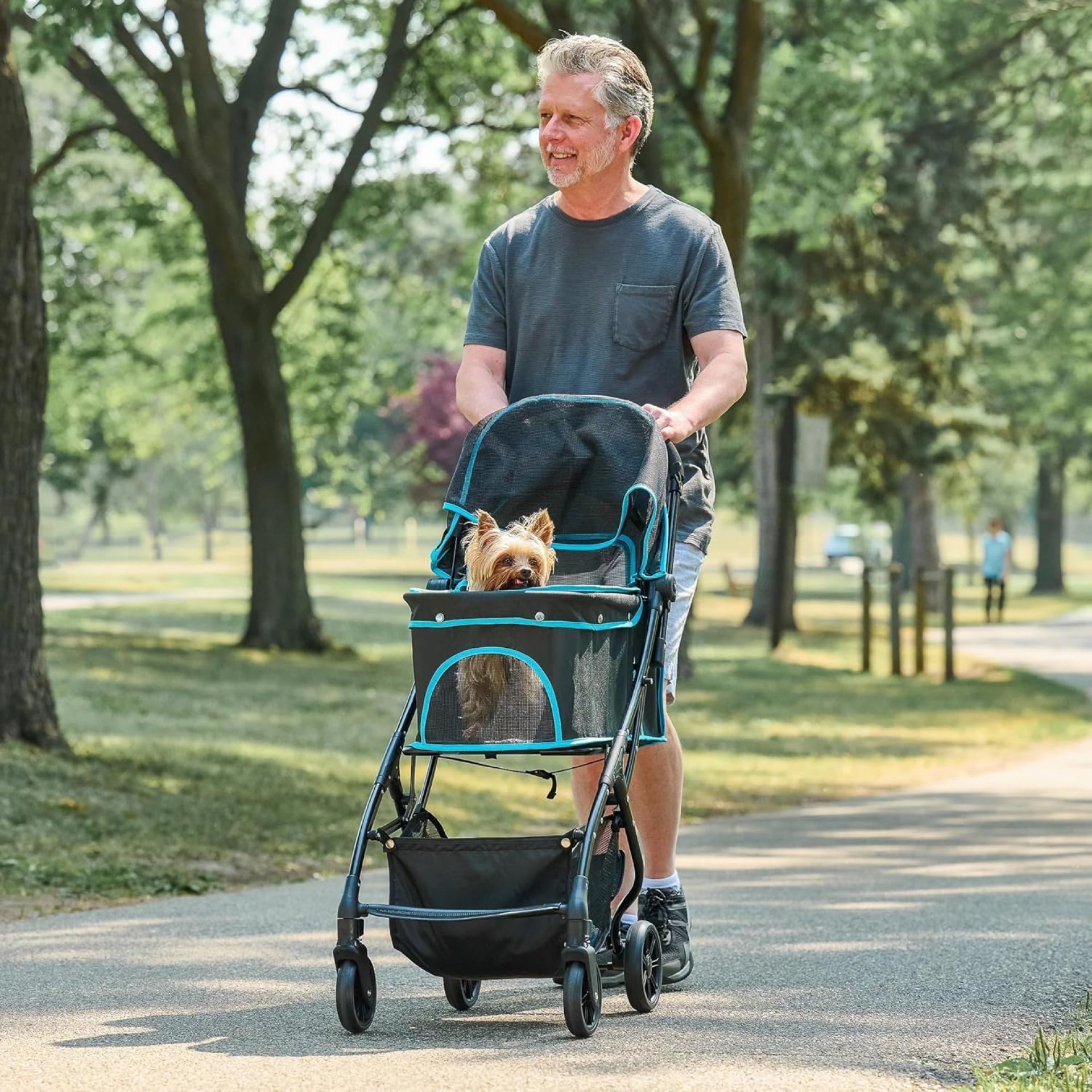 Carlson Pet Stroller, Includes 360 Degree Front Wheel Swivel, Rear Wheel Breaks, Reflective Trim, Mesh Panels, Umbrella and Mesh Canopy, Folds Easily to a Fraction of its Size,Black Carlson Pet Stroller, Includes 360 Degree Front Wheel Swivel, Rear Wheel Breaks, Reflective Trim, Mesh Panels, Umbrella and Mesh Canopy, Folds Easily to a Fraction of its Size,Black