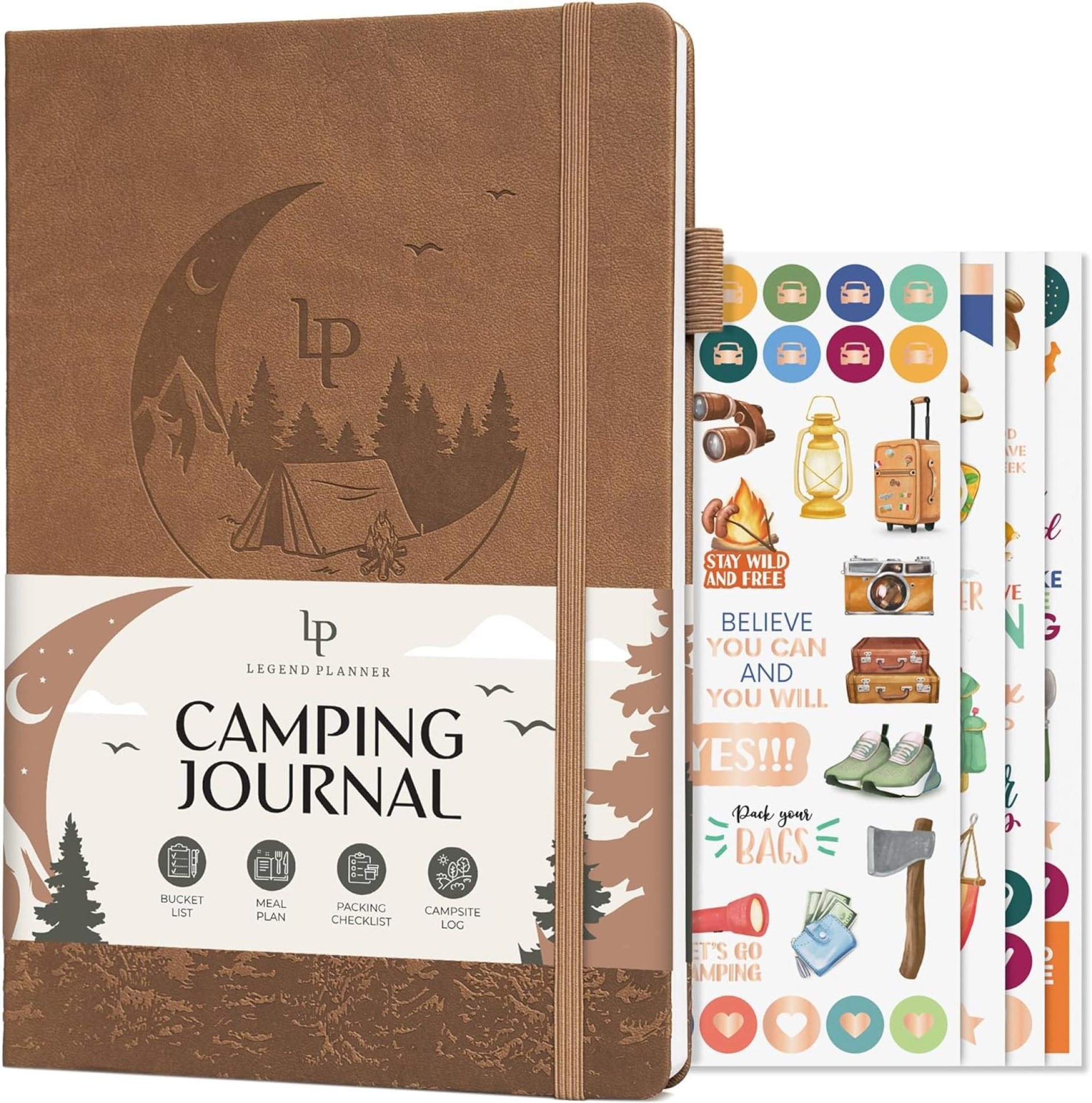 Legend Camping Journal – Hardcover Camper & RV Trip Planner – Notebook to Plan Travel & Camp Adventures with Packing Checklist, Meal Plan & Camping Bucket List – 30 Trips, 7″ x 10″ (Brown) Legend Camping Journal – Hardcover Camper & RV Trip Planner – Notebook to Plan Travel & Camp Adventures with Packing Checklist, Meal Plan & Camping Bucket List – 30 Trips, 7″ x 10″ (Brown)