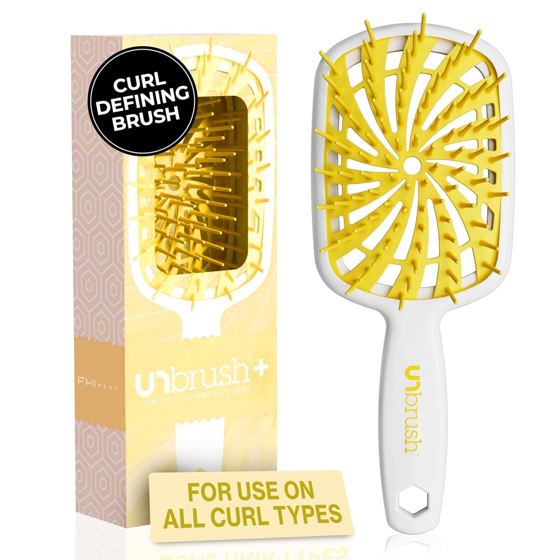 FHI Heat UNbrush Plus — Curly Hair Brush for Gentle & Effective Detangling on Wet or Dry Fragile Hair Types — Detangler Brush w/ 84 UltraFlex Bristles, Ultra-light, Vented, Anti Static Hairbrush FHI Heat UNbrush Plus — Curly Hair Brush for Gentle & Effective Detangling on Wet or Dry Fragile Hair Types — Detangler Brush w/ 84 UltraFlex Bristles, Ultra-light, Vented, Anti Static Hairbrush