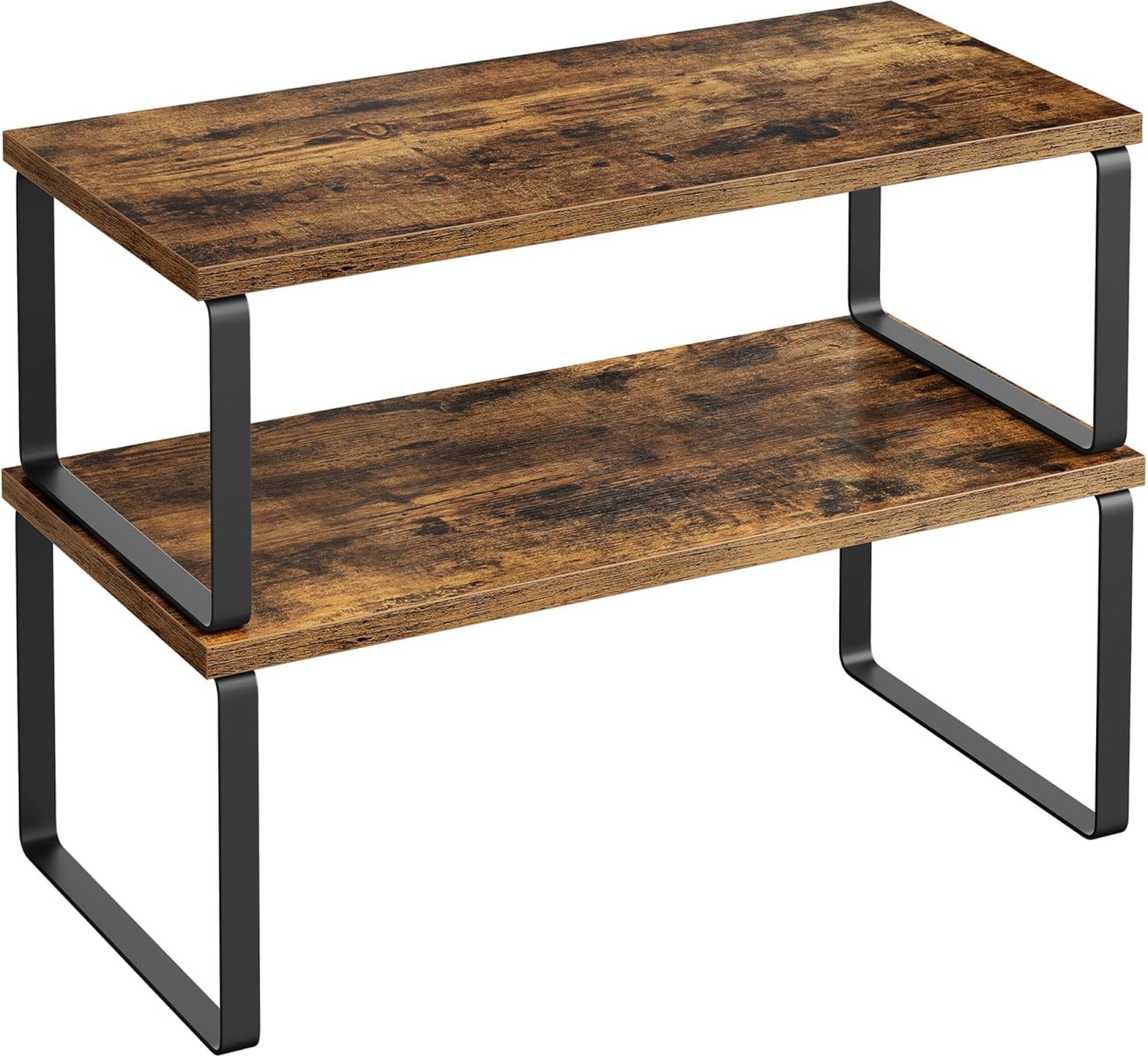 SONGMICS Cabinet Organizer Shelf, Set of 2 Kitchen Counter Shelves, Kitchen Storage, Spice Rack, Stackable, Expandable, Metal and Engineered Wood, Ink Black and Rustic Brown UKCS200X01 SONGMICS Cabinet Organizer Shelf, Set of 2 Kitchen Counter Shelves, Kitchen Storage, Spice Rack, Stackable, Expandable, Metal and Engineered Wood, Ink Black and Rustic Brown UKCS200X01