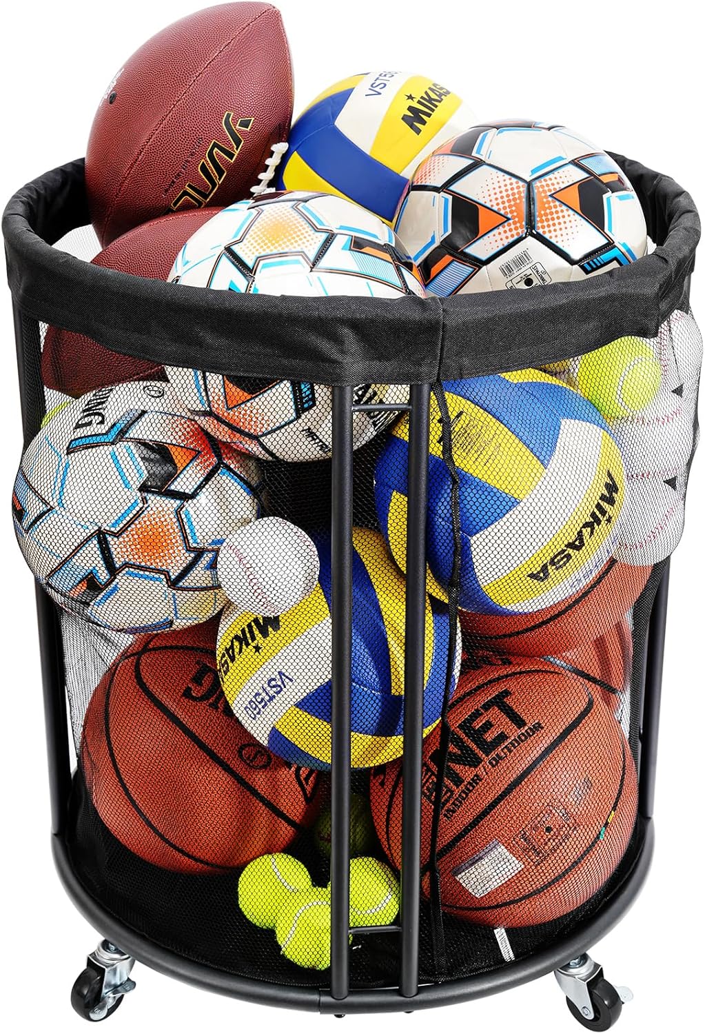 Ball Storage Bin, Sports Ball Storage Cart, Ball Holder with Wheels for Basketball, Soccer, Garage, School, Indoor, Outdoor Ball Basketball Storage Rack Upgraged Ball Storage Bin, Sports Ball Storage Cart, Ball Holder with Wheels for Basketball, Soccer, Garage, School, Indoor, Outdoor Ball Basketball Storage Rack Upgraged