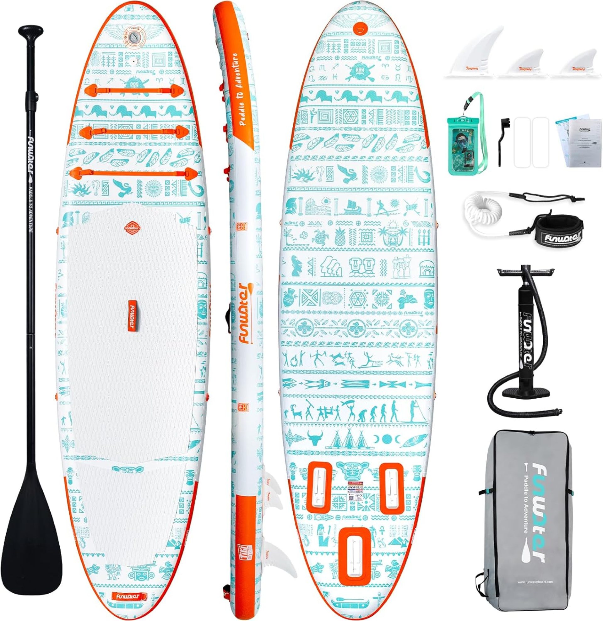 FunWater Stand up Paddle Board Inflatable Paddleboards Family-Friendly with SUP Accessories Non-Slip Comfort Deck for Youth & Adults, white FunWater Stand up Paddle Board Inflatable Paddleboards Family-Friendly with SUP Accessories Non-Slip Comfort Deck for Youth & Adults, white
