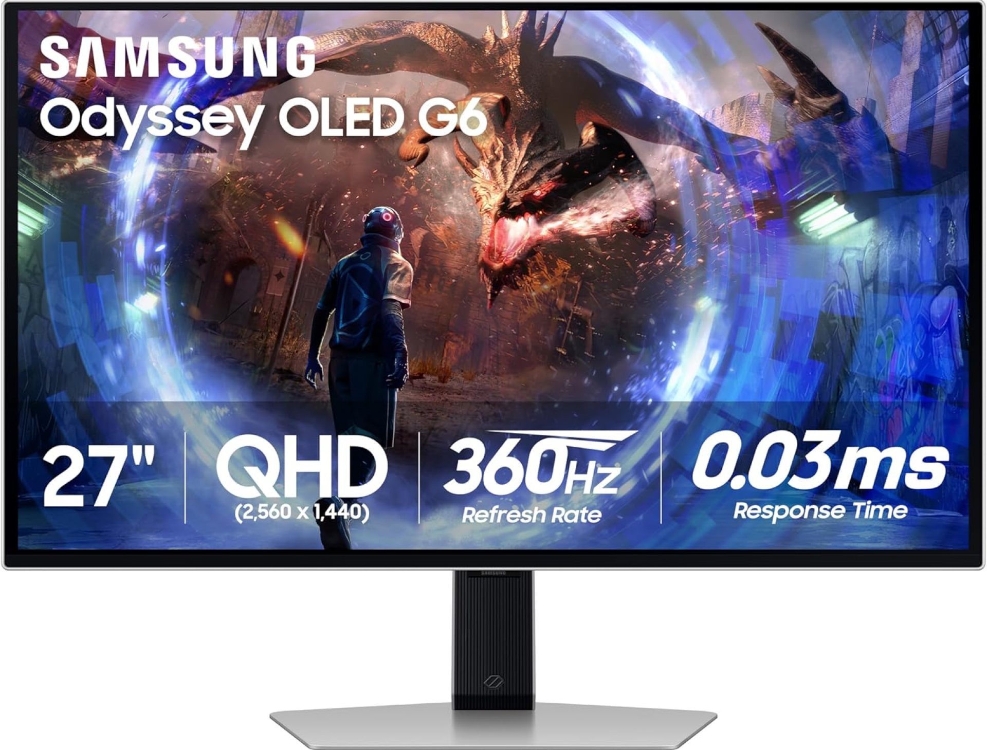 SAMSUNG 27” Odyssey QD-OLED G6 (G60SD) Series Gaming Monitor with QHD 360Hz 0.03ms, AMD FreeSync Premium Pro, Anti-Glare, Sleek Design, Cooling System, 3 Year Warranty, LS27DG602SNXZA, 2024 SAMSUNG 27” Odyssey QD-OLED G6 (G60SD) Series Gaming Monitor with QHD 360Hz 0.03ms, AMD FreeSync Premium Pro, Anti-Glare, Sleek Design, Cooling System, 3 Year Warranty, LS27DG602SNXZA, 2024