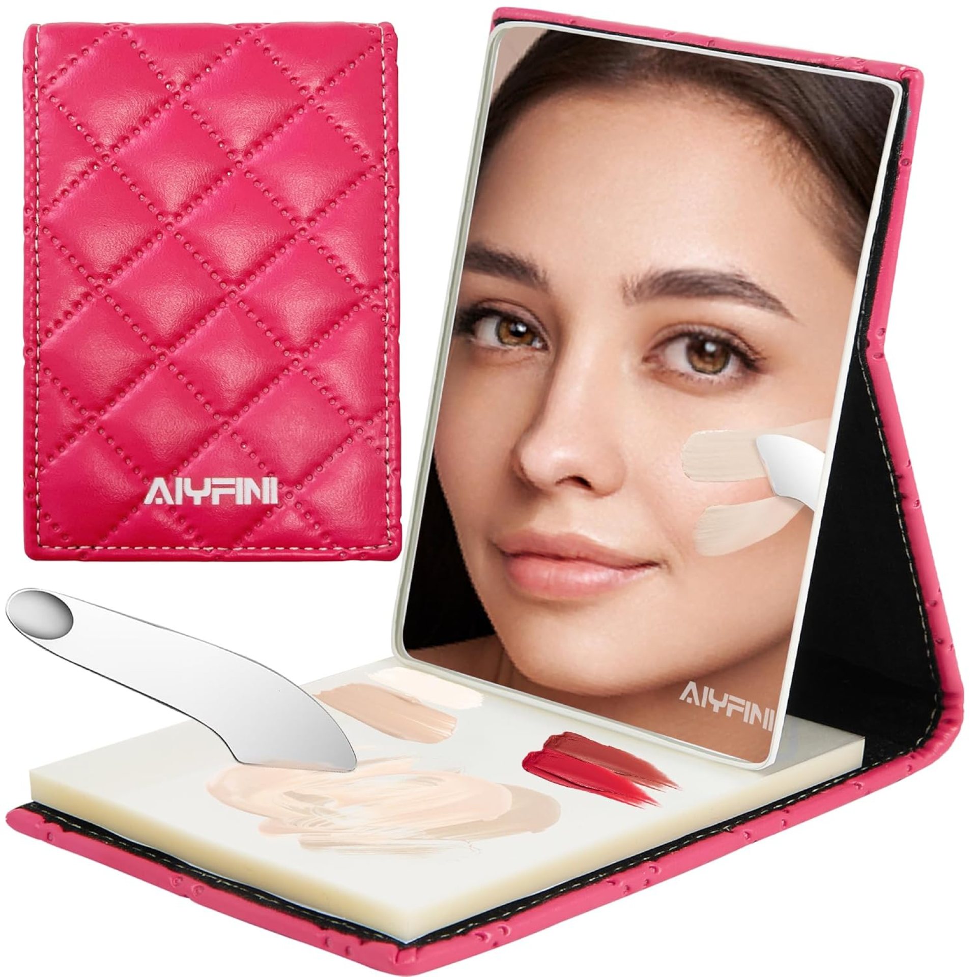 Foundation Cream Makeup Mixing Palette Kit/Alyfini Small Travel Mirror, 100 Disposable Palette Paper, Spatula/Professional Makeup Artist Kit Essentials/Stage Cosplay Wedding SFX Makeup Kit Gifts Foundation Cream Makeup Mixing Palette Kit/Alyfini Small Travel Mirror, 100 Disposable Palette Paper, Spatula/Professional Makeup Artist Kit Essentials/Stage Cosplay Wedding SFX Makeup Kit Gifts