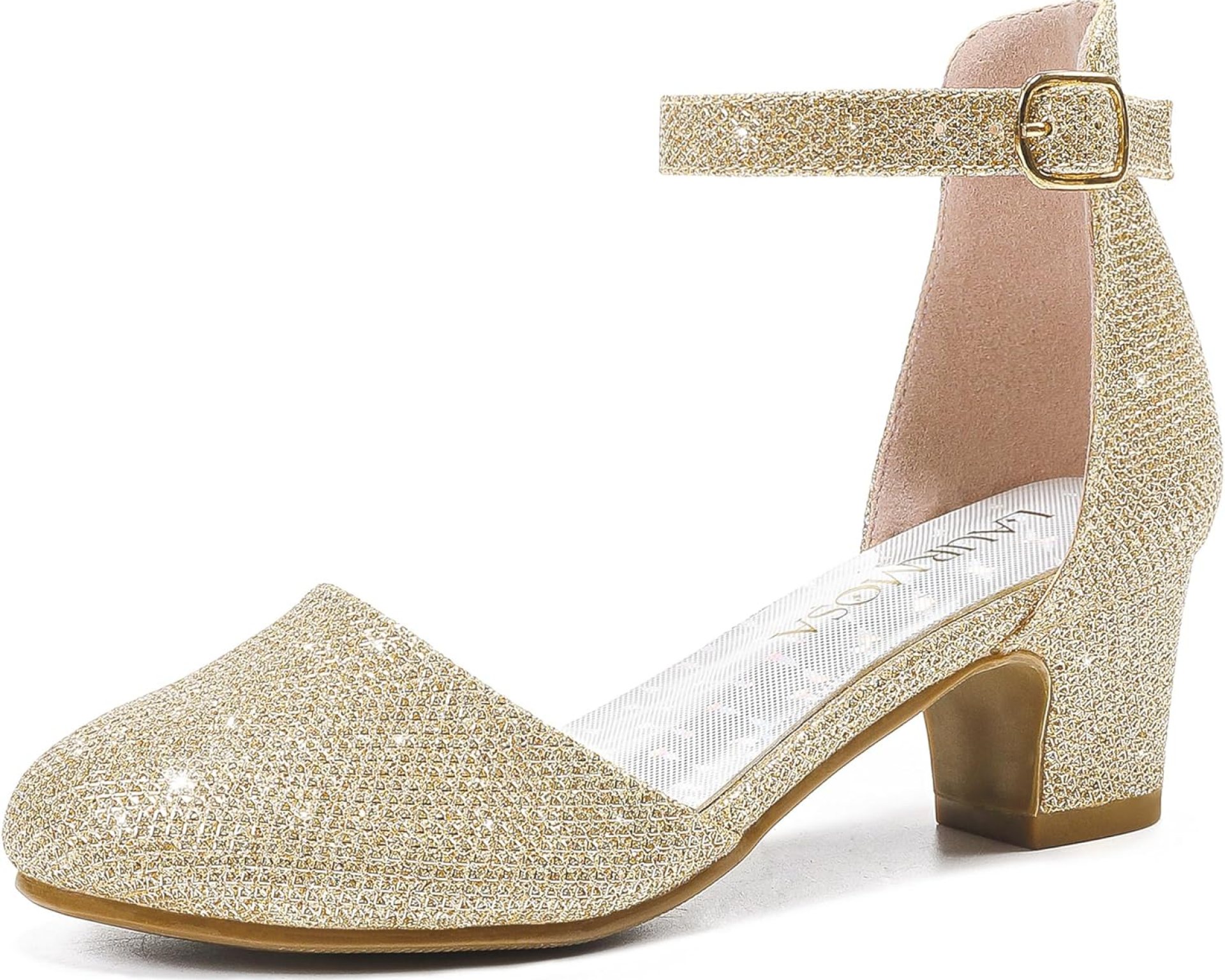 Girls Dress Shoes Closed Toe Chunky High Heels Ankle Strap Wedding Party Pump Shoes Girls Dress Shoes Closed Toe Chunky High Heels Ankle Strap Wedding Party Pump Shoes