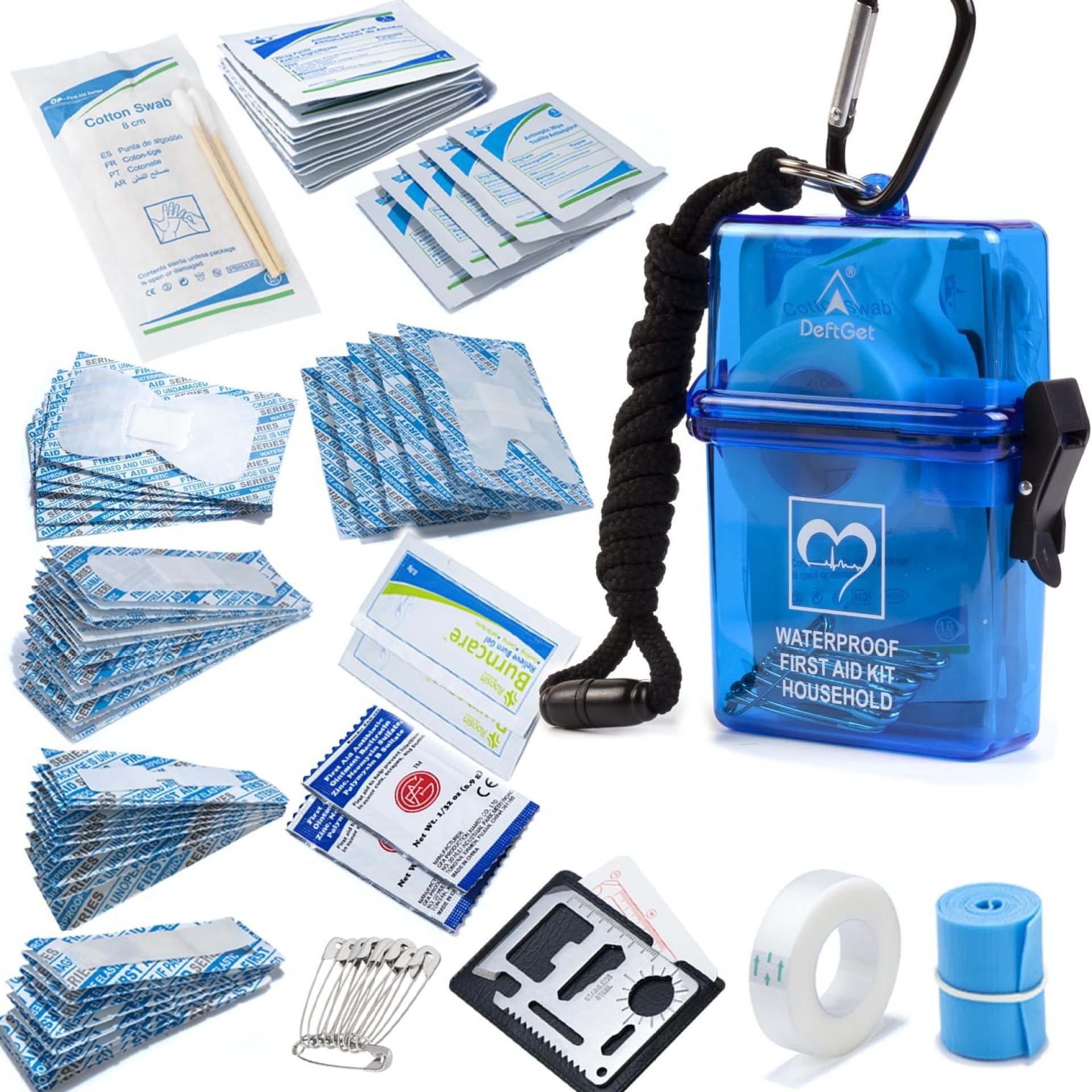 DEFTGET Waterproof First Aid Kit Travel Essentials Camping Essentials Small Emergency Survival Kits Mini Durable Lightweight for Minor Injuries Camping car Hiking Backpacking Essentials (Blue-Seal) DEFTGET Waterproof First Aid Kit Travel Essentials Camping Essentials Small Emergency Survival Kits Mini Durable Lightweight for Minor Injuries Camping car Hiking Backpacking Essentials (Blue-Seal)