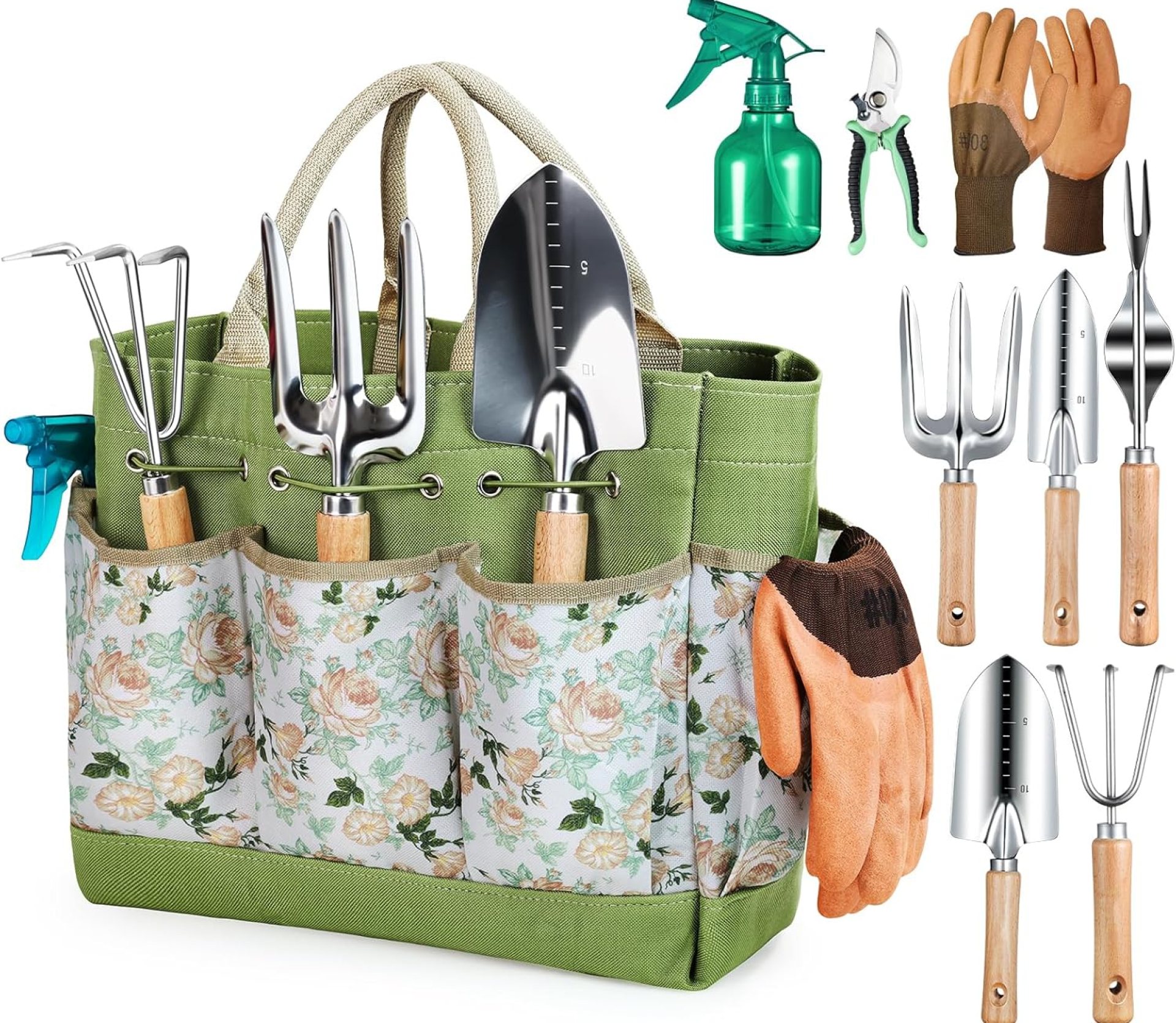 Gardening Tools 9-Piece Heavy Duty Gardening Hand Tools with Fashion and Durable Garden Tools Organizer Handbag,Rust-Proof Garden Tool Set, Ideal Gardening Gifts for Women Gardening Tools 9-Piece Heavy Duty Gardening Hand Tools with Fashion and Durable Garden Tools Organizer Handbag,Rust-Proof Garden Tool Set, Ideal Gardening Gifts for Women