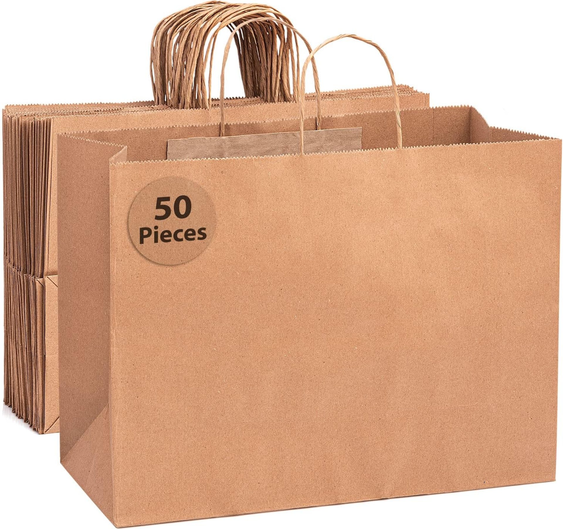 Bilinny Large Brown Paper Bags with Handles – 16x6x12 Inches – 50 Pack of Shopping Bags Bilinny Large Brown Paper Bags with Handles – 16x6x12 Inches – 50 Pack of Shopping Bags