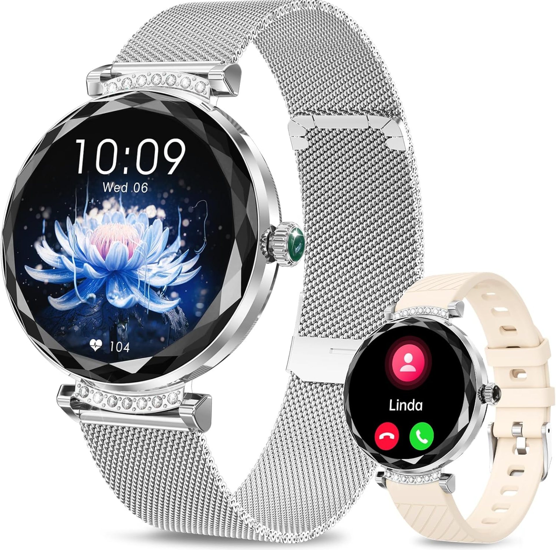 Smart Watches for Women Answer/Make Call, 1.19″ AMOLED Smartwatch with Bluetooth for Android iOS Phones, IP68 Waterproof Fitness Tracker with Heat Rate Blood Pressure, 120+ Sports, Silver Smart Watches for Women Answer/Make Call, 1.19″ AMOLED Smartwatch with Bluetooth for Android iOS Phones, IP68 Waterproof Fitness Tracker with Heat Rate Blood Pressure, 120+ Sports, Silver