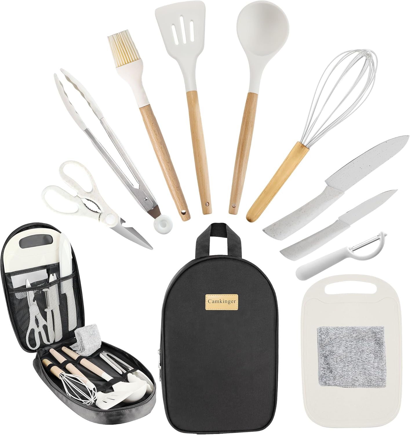 Camping Accessories Kitchen Cooking Utensils Set – Portable Outdoor Camp Cookware Set, Silicone Camper Essentials Gear Must Have Supplies for Travel RV BBQ Grill Picnic Hiking Camping Accessories Kitchen Cooking Utensils Set – Portable Outdoor Camp Cookware Set, Silicone Camper Essentials Gear Must Have Supplies for Travel RV BBQ Grill Picnic Hiking
