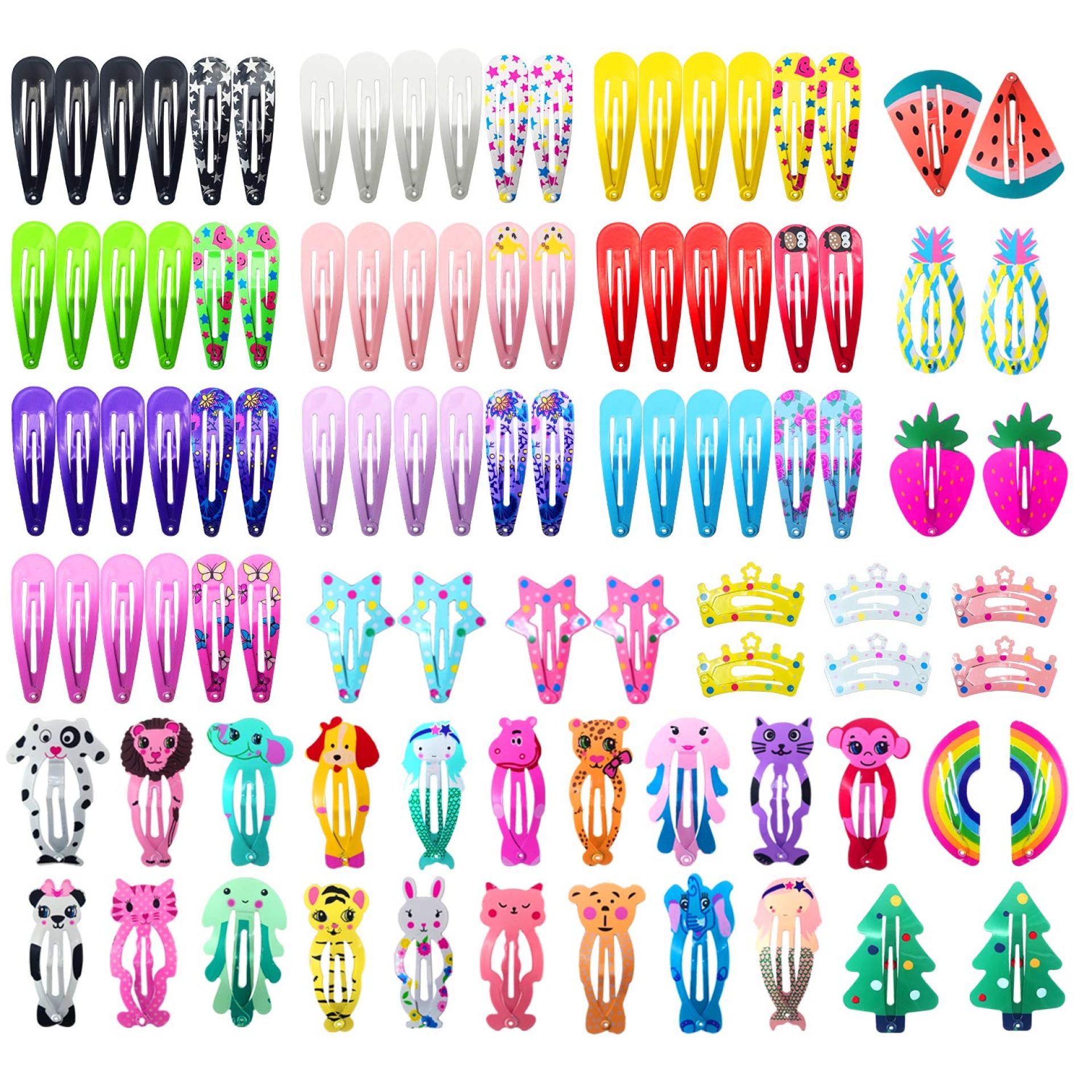 Funtopia Hair Clips for Girls,100 Pcs No Slip Metal Snap, Barrettes for Kids Teens Women, Cute Candy Color Cartoon Design Hair Pins (Animals Fruits Crowns Stars) Funtopia Hair Clips for Girls,100 Pcs No Slip Metal Snap, Barrettes for Kids Teens Women, Cute Candy Color Cartoon Design Hair Pins (Animals Fruits Crowns Stars)