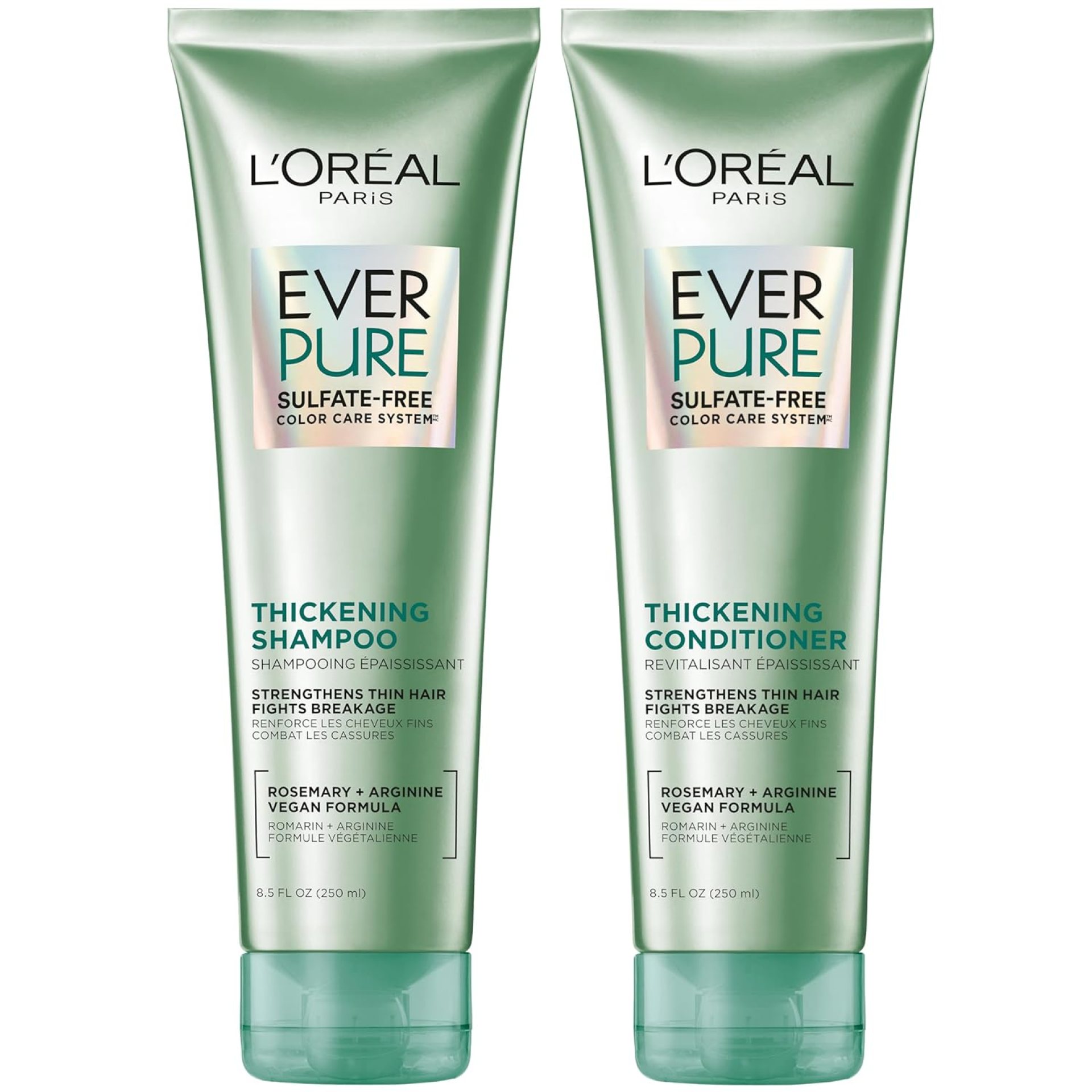 L’Oreal Paris Thickening Sulfate Free Shampoo and Conditioner, Thickens + Strengthens Thin, Fragile Hair, EverPure, 1 Hair Care Kit L’Oreal Paris Thickening Sulfate Free Shampoo and Conditioner, Thickens + Strengthens Thin, Fragile Hair, EverPure, 1 Hair Care Kit