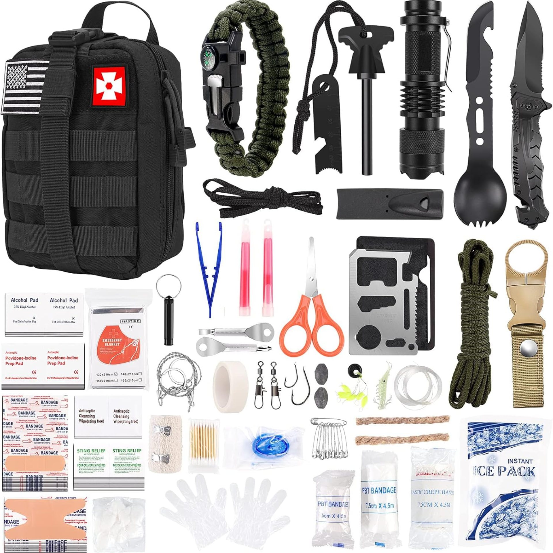Gifts for Man Dad Husband, 210 PCS Survival First Aid kit, Professional Survival Gear Camping Essentials Emergency Medical Goods for Camping Boat Home Car Disaster Adventure (Black) Gifts for Man Dad Husband, 210 PCS Survival First Aid kit, Professional Survival Gear Camping Essentials Emergency Medical Goods for Camping Boat Home Car Disaster Adventure (Black)