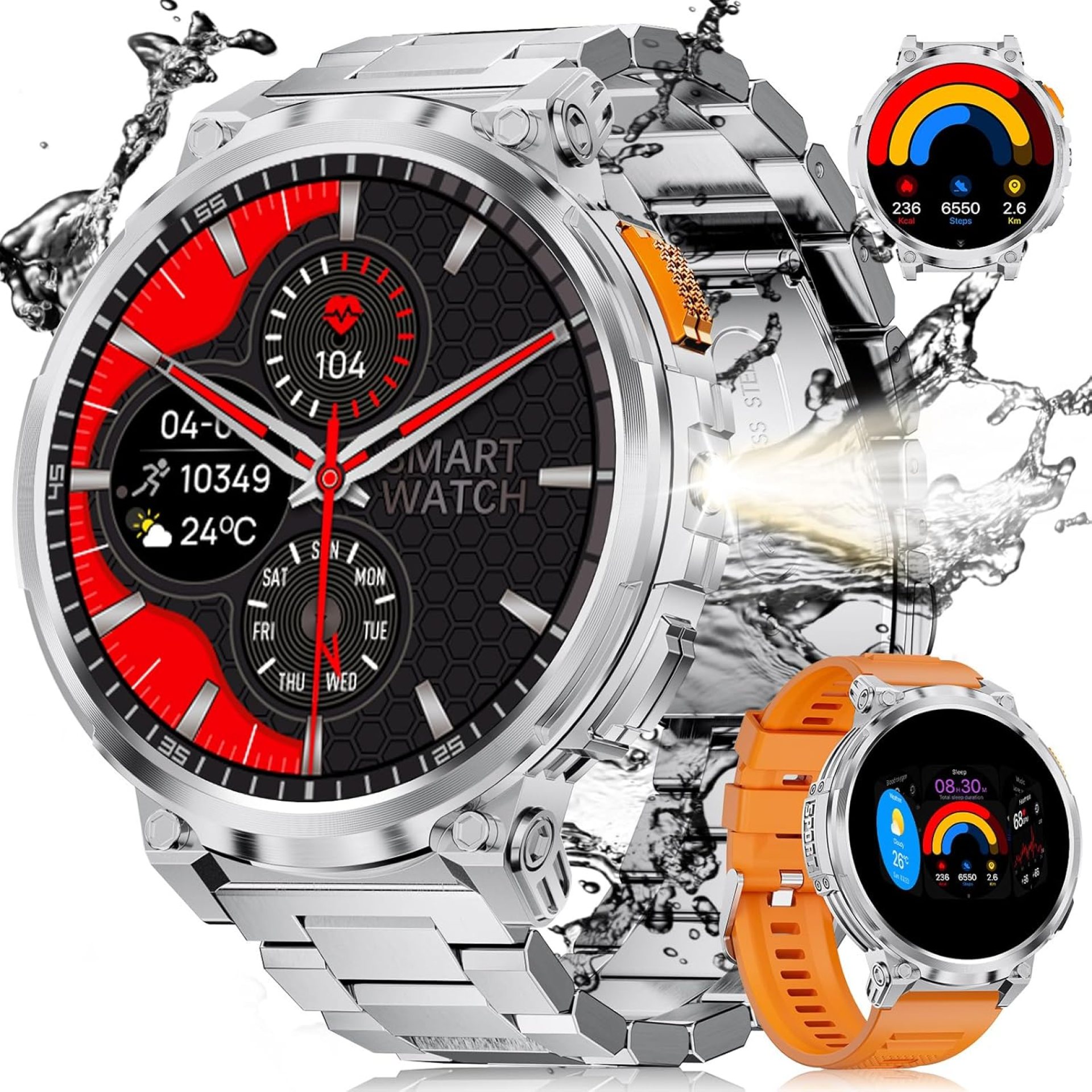 LIGE Sports Watch with Make/Answer Call, 1.85″ HD Screen Military Watches for Men with LED Flashlight/730mAh/120+Sports Mode/Sleep Monitoring/Heart Rate Monitoring, iOS Android IP68 Waterproof Watch LIGE Sports Watch with Make/Answer Call, 1.85″ HD Screen Military Watches for Men with LED Flashlight/730mAh/120+Sports Mode/Sleep Monitoring/Heart Rate Monitoring, iOS Android IP68 Waterproof Watch