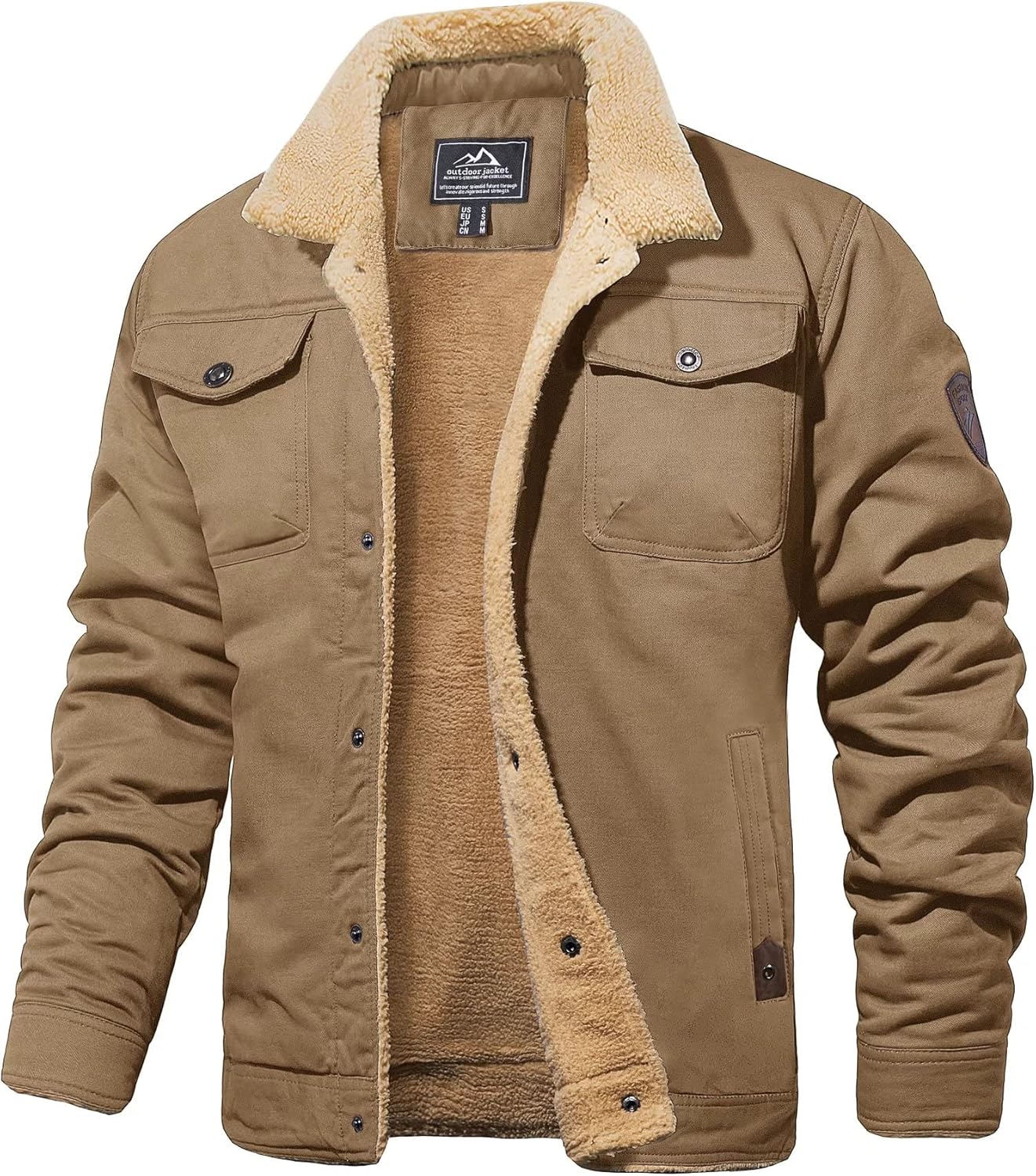 MAGCOMSEN Men’s Winter Jacket Lined Sherpa Jacket Warm Trucker Coat Multi Pocket MAGCOMSEN Men’s Winter Jacket Lined Sherpa Jacket Warm Trucker Coat Multi Pocket