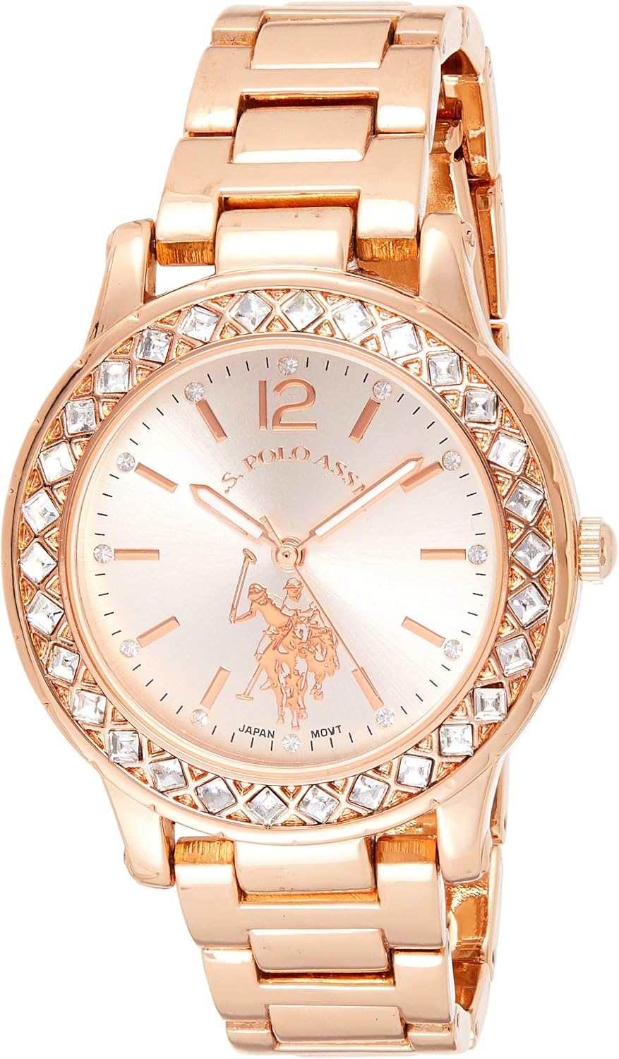 U.S. Polo Assn. Women’s Rose Gold-Tone Watch – Elegant Crystal Bezel, Durable Bracelet, and Quartz Movement – Perfect for Everyday Style or Special Occasions U.S. Polo Assn. Women’s Rose Gold-Tone Watch – Elegant Crystal Bezel, Durable Bracelet, and Quartz Movement – Perfect for Everyday Style or Special Occasions