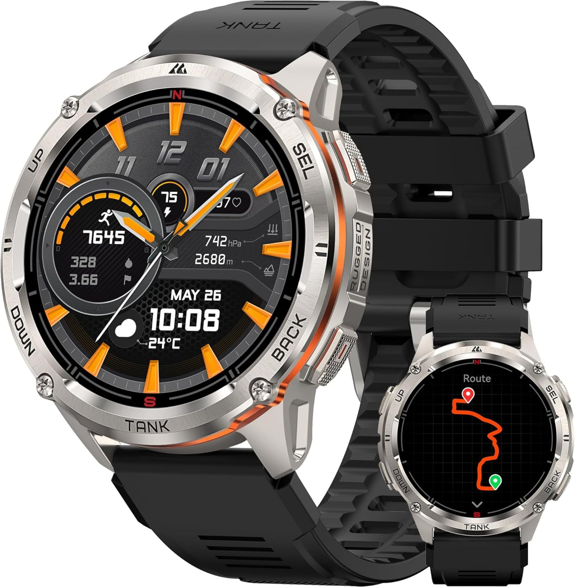 KOSPET Tank T3 Ultra 2 Smart Watch GPS for Men, 5ATM Waterproof, Pressure&Altitude&Compass, Extra-Large Battery, Full Metal Body Rugged Military Smartwatch Bluetooth Calling-1.43” AMOLED Display KOSPET Tank T3 Ultra 2 Smart Watch GPS for Men, 5ATM Waterproof, Pressure&Altitude&Compass, Extra-Large Battery, Full Metal Body Rugged Military Smartwatch Bluetooth Calling-1.43” AMOLED Display