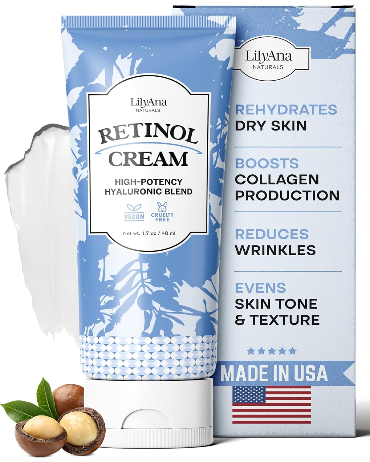 LilyAna Naturals Retinol Cream – Made in USA, Anti Aging Moisturizer for Face and Neck, Wrinkle, Retinol Complex, Body Mousse – 1.7oz LilyAna Naturals Retinol Cream – Made in USA, Anti Aging Moisturizer for Face and Neck, Wrinkle, Retinol Complex, Body Mousse – 1.7oz