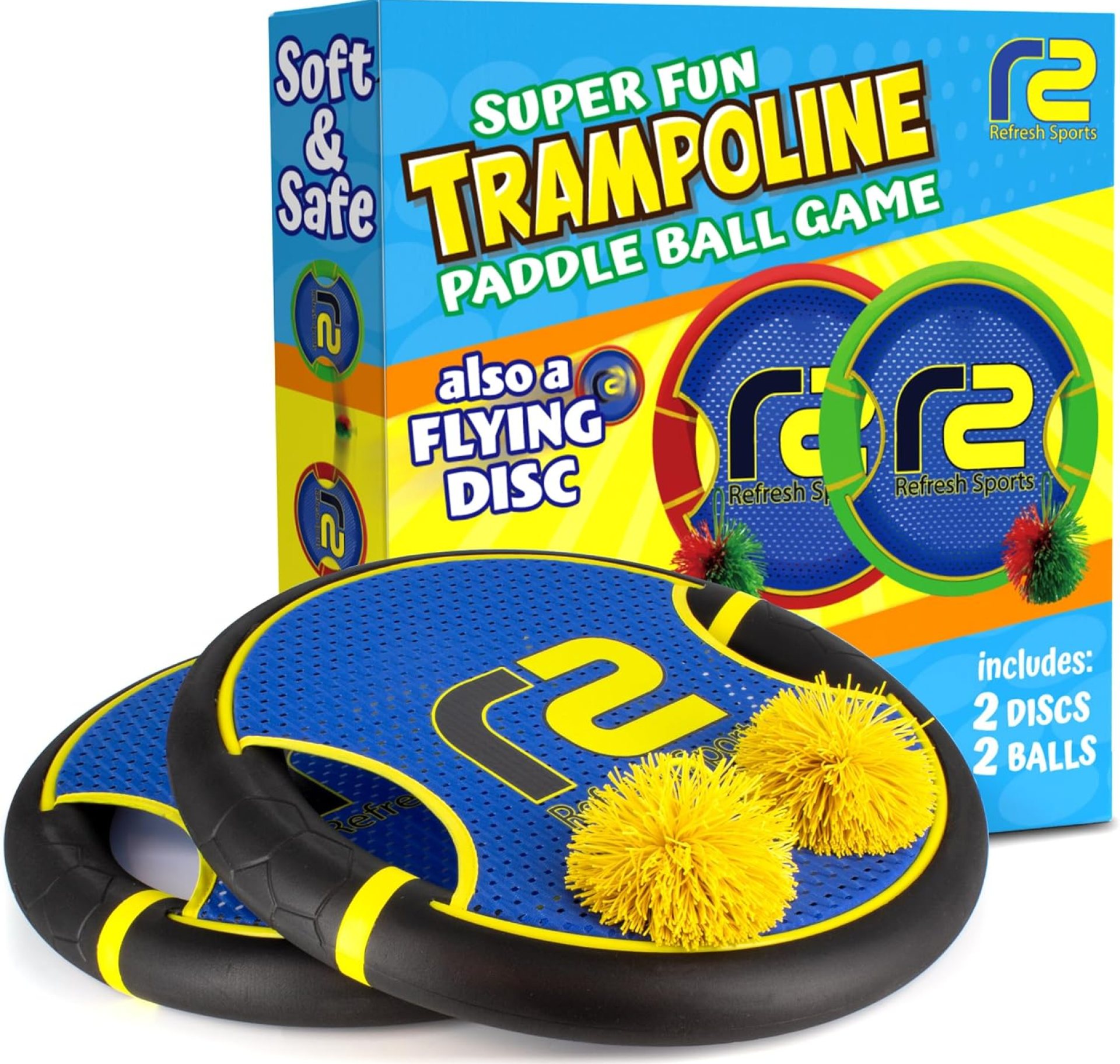 Fun Bouncy Paddle & Stringy Ball Toss & Catch Game – Easy to Use for Kids All Ages – Soft Foam Design for Safe Play Indoors or Outdoors – Also Works as Flying Disc – Great Gift Idea for Boys & Girls Fun Bouncy Paddle & Stringy Ball Toss & Catch Game – Easy to Use for Kids All Ages – Soft Foam Design for Safe Play Indoors or Outdoors – Also Works as Flying Disc – Great Gift Idea for Boys & Girls