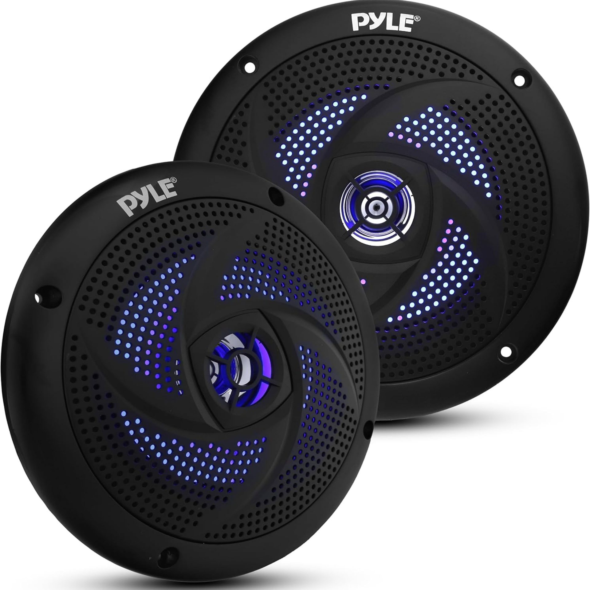 Pyle Marine Speakers – 5.25 Inch 2 Way Waterproof and Weather Resistant Outdoor Audio Stereo Sound System with LED Lights, 180 Watt Power and Low Profile Slim Style – 1 Pair – PLMRS53BL (Black) Pyle Marine Speakers – 5.25 Inch 2 Way Waterproof and Weather Resistant Outdoor Audio Stereo Sound System with LED Lights, 180 Watt Power and Low Profile Slim Style – 1 Pair – PLMRS53BL (Black)