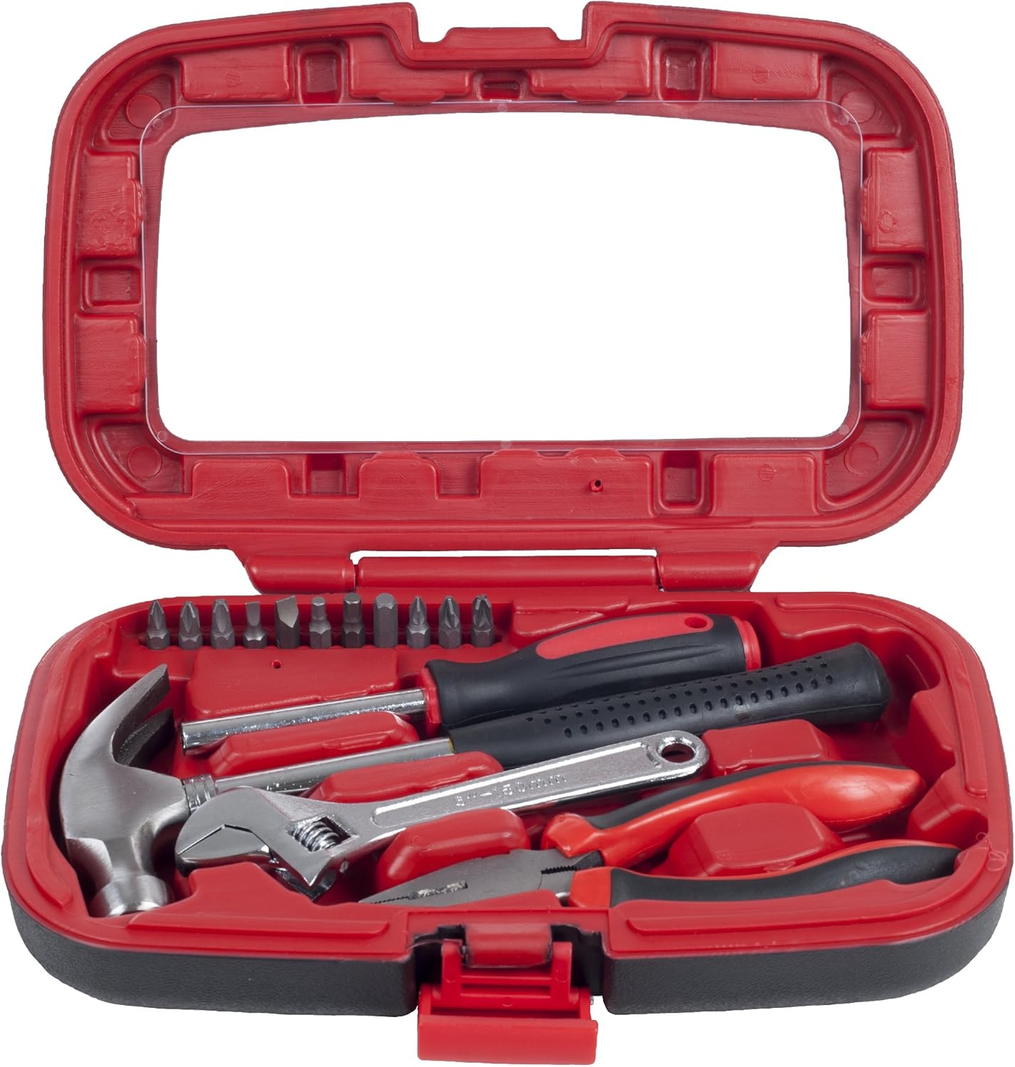 15-Piece Tool Set – Household Tool Kit with Hammer, Multi-Bit Screwdriver Set, Pliers, Wrench- Tools and Equipment for DIY Projects by Stalwart (Red) 15-Piece Tool Set – Household Tool Kit with Hammer, Multi-Bit Screwdriver Set, Pliers, Wrench- Tools and Equipment for DIY Projects by Stalwart (Red)