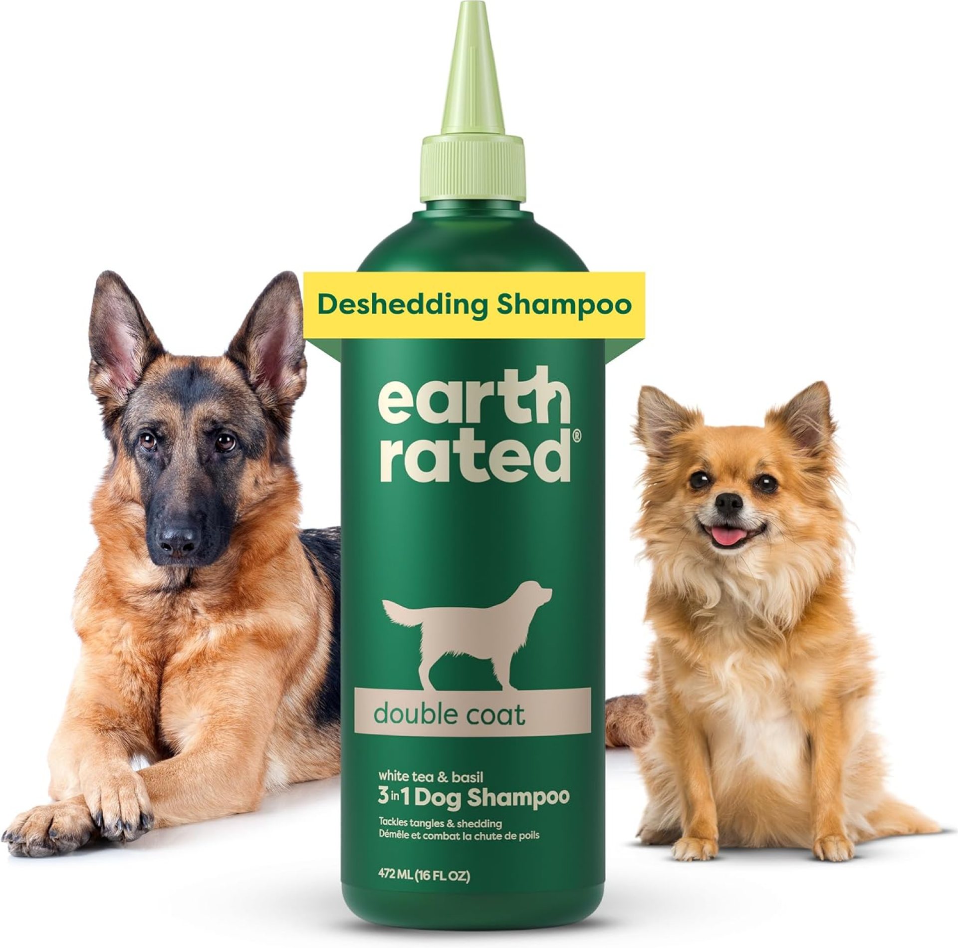 Earth Rated 3-in-1 Dog Shampoo, Conditioner and Deodorizer, for Double-Coated Dogs and Puppies to Tackle Tangles and Shedding, Refreshing White Tea and Basil Scent, 16 oz Earth Rated 3-in-1 Dog Shampoo, Conditioner and Deodorizer, for Double-Coated Dogs and Puppies to Tackle Tangles and Shedding, Refreshing White Tea and Basil Scent, 16 oz