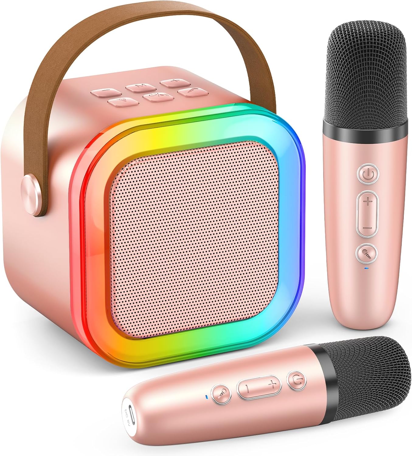 Karaoke Machine for Kids Adults, Portable Bluetooth Mini Karaoke Microphone Singing Speaker with 2 Wireless Mic and Light,Toys for All Smartphones,Birthday, Family,Home Party (Rose Gold) Karaoke Machine for Kids Adults, Portable Bluetooth Mini Karaoke Microphone Singing Speaker with 2 Wireless Mic and Light,Toys for All Smartphones,Birthday, Family,Home Party (Rose Gold)