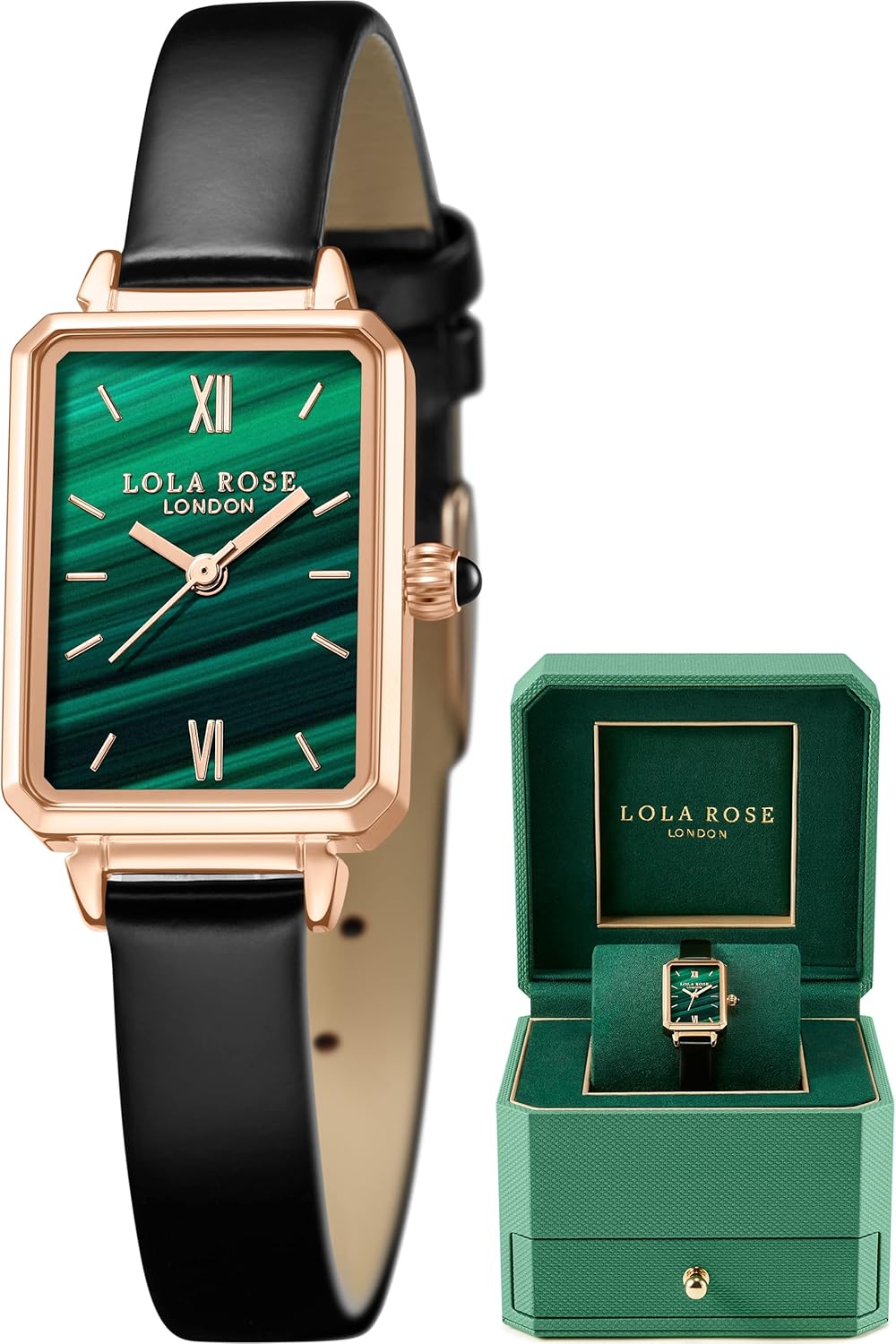 Lola Rose Dainty Women’s Wrist Watch: Green Malachite Dial, Wrapped by Stylish Gift Box, Elegant Present for Ladies and Loved Ones Lola Rose Dainty Women’s Wrist Watch: Green Malachite Dial, Wrapped by Stylish Gift Box, Elegant Present for Ladies and Loved Ones