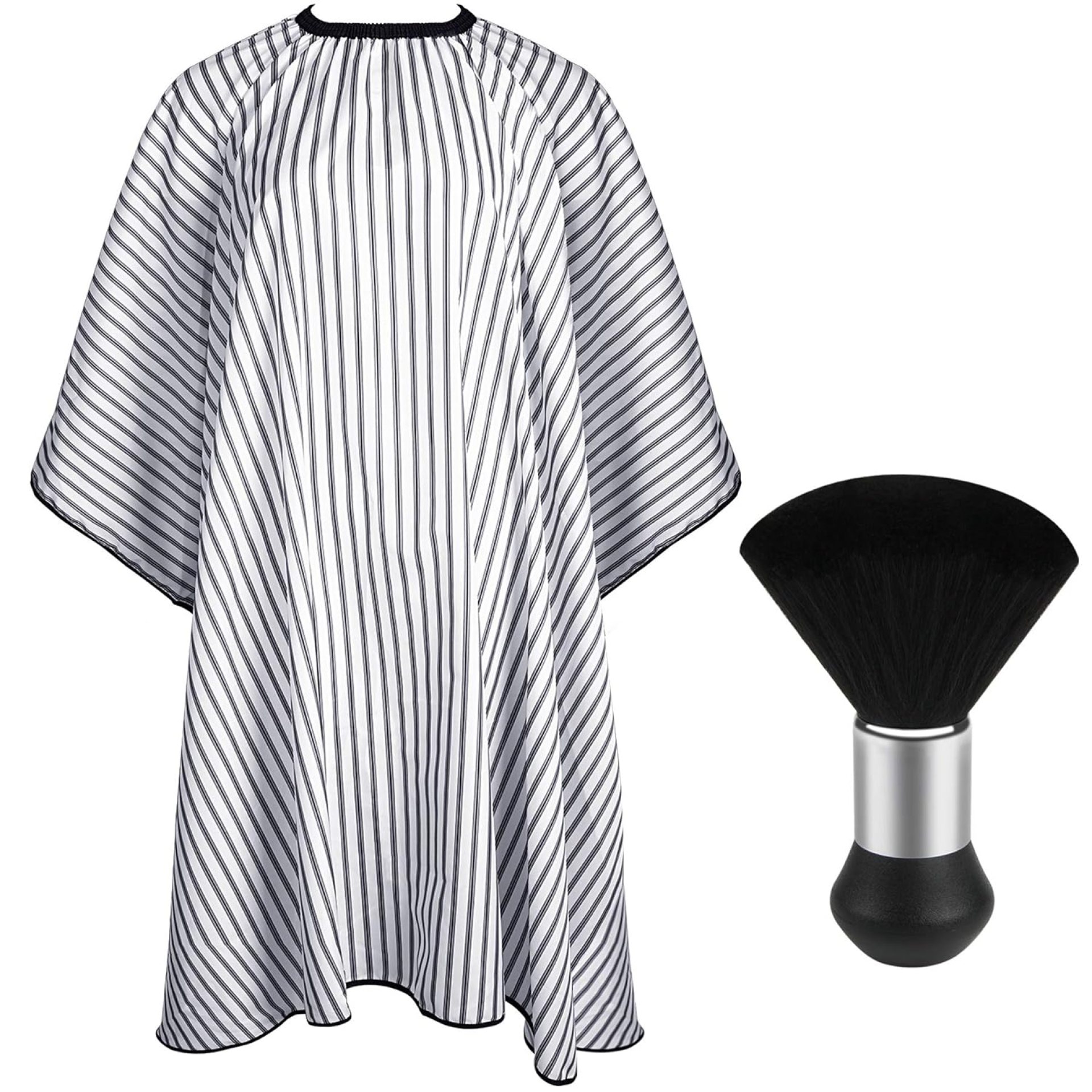 FEBSNOW Professional Hair Cutting Cape with Neck Duster Brush, Salon Barber Cape, Hair Cutting Accessories (Stripe)… FEBSNOW Professional Hair Cutting Cape with Neck Duster Brush, Salon Barber Cape, Hair Cutting Accessories (Stripe)…