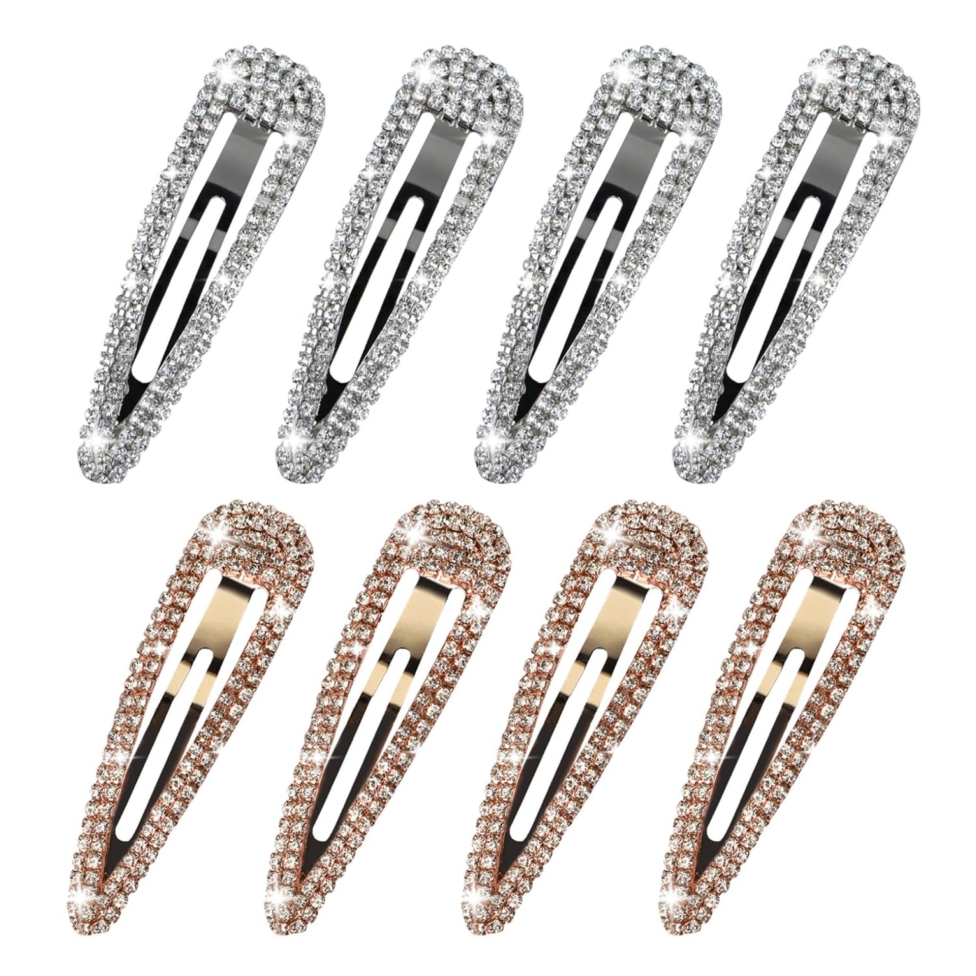 8PCS Rhinestone Hair Clips, Water Drop Crystal Hair Barrettes, Bling Metal Snap Duckbill Hairpins Sparkle Hair pin, Glittering Hair Accessories for Women Girls-Color, Gold, Silver 8PCS Rhinestone Hair Clips, Water Drop Crystal Hair Barrettes, Bling Metal Snap Duckbill Hairpins Sparkle Hair pin, Glittering Hair Accessories for Women Girls-Color, Gold, Silver