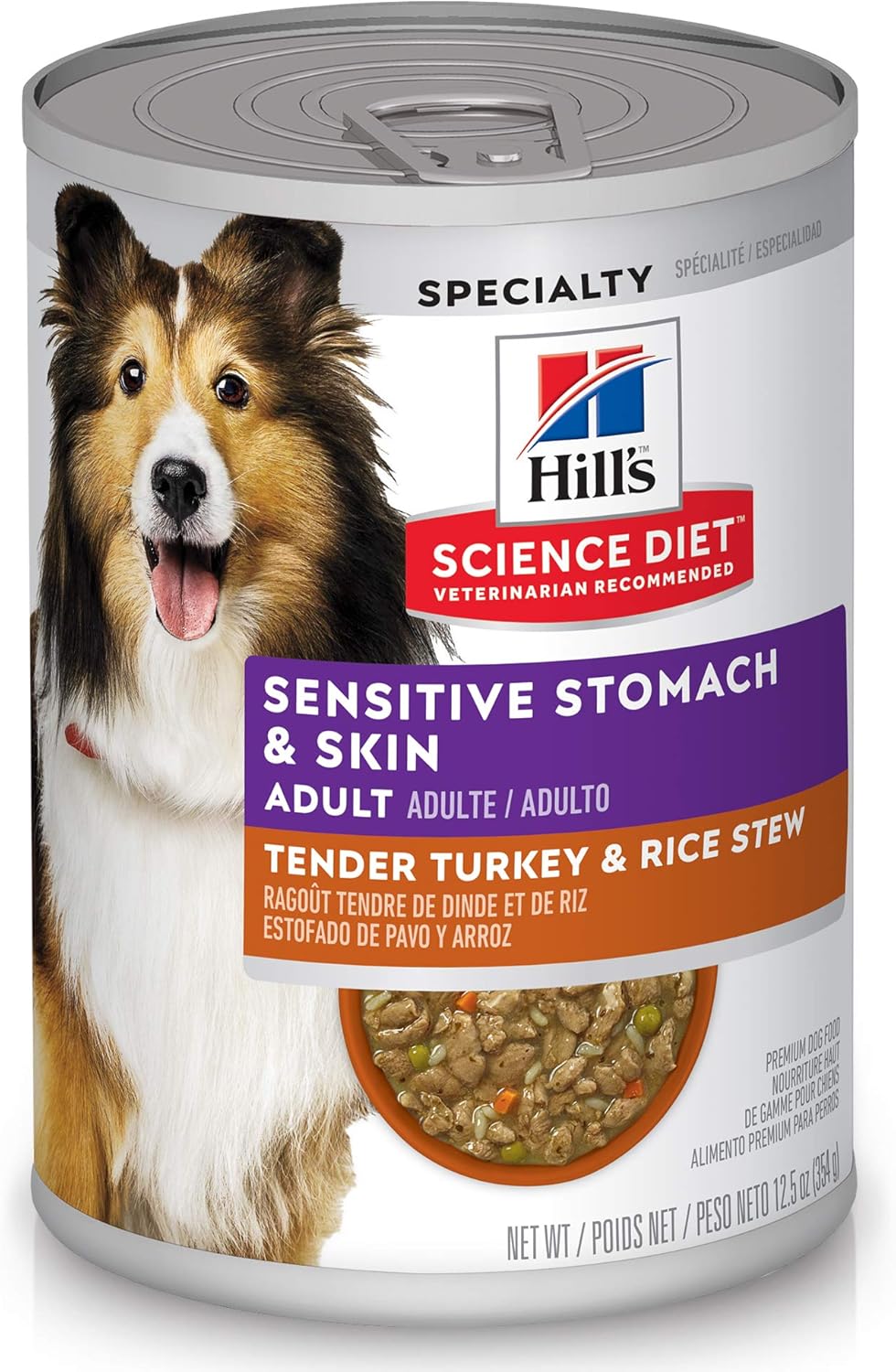 Hill’s Science Diet Wet Dog Food, Adult, Sensitive Stomach & Skin, Tender Turkey & Rice Stew, 12.5 Oz Cans (Pack of 12) Hill’s Science Diet Wet Dog Food, Adult, Sensitive Stomach & Skin, Tender Turkey & Rice Stew, 12.5 Oz Cans (Pack of 12)