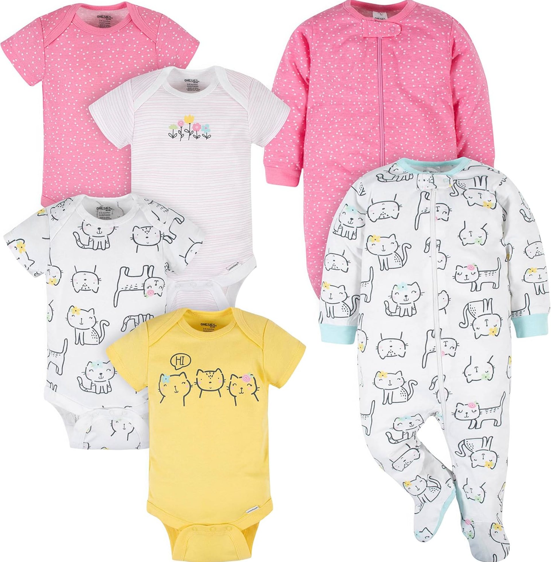 Gerber Unisex Baby 4 Pack Short Sleeve Bodysuit and 2 Pack Sleep ‘N Play Clothing Bundle Gerber Unisex Baby 4 Pack Short Sleeve Bodysuit and 2 Pack Sleep ‘N Play Clothing Bundle
