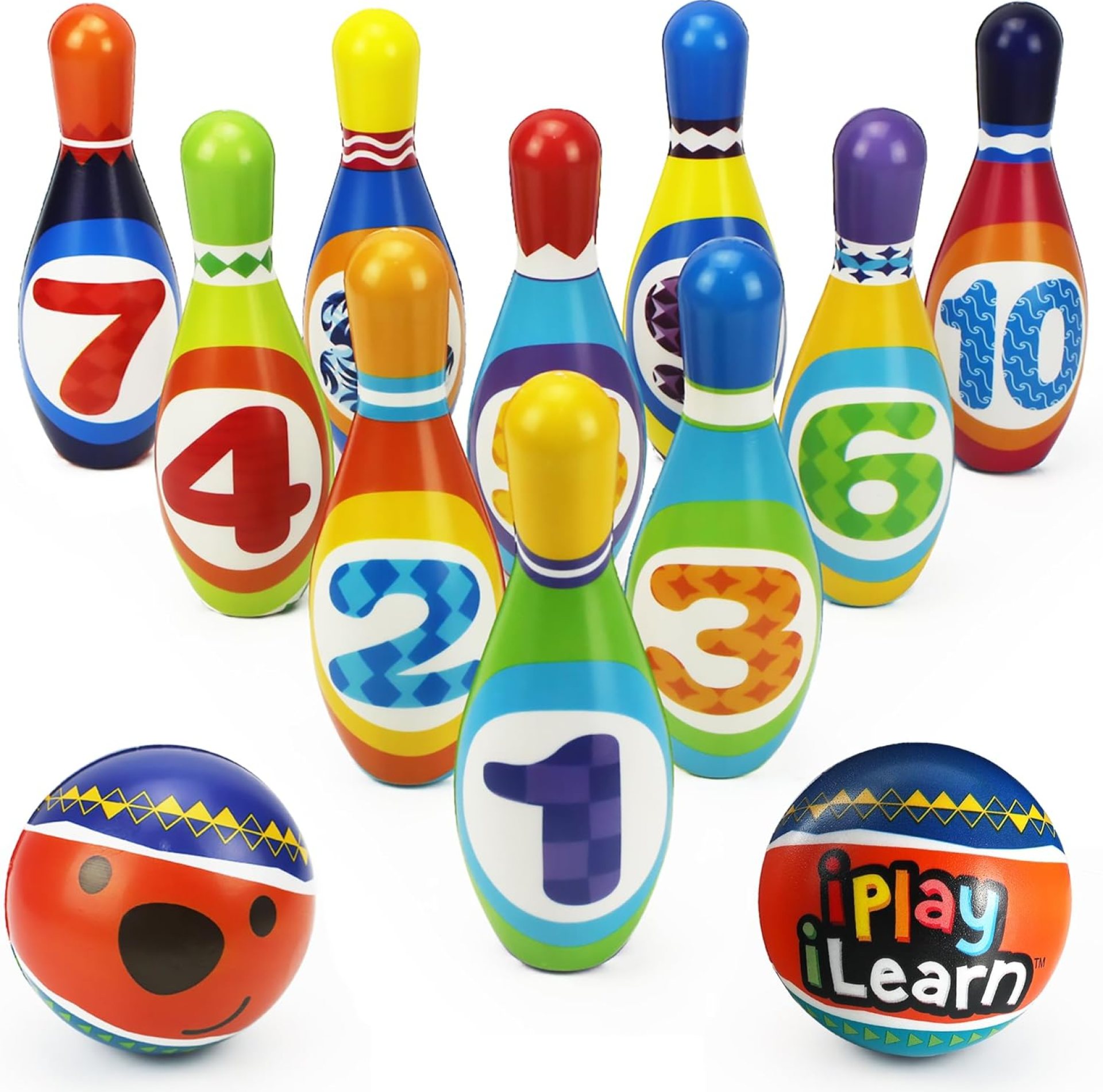 iPlay, iLearn Kids Bowling Toys Set, Toddler Indoor Outdoor Activity Play Game, Soft 10 Foam Pins & Two Balls Playset, Educational, Birthday Party Gift for 18 24 Months, 2 3 Year Old Children Boy Girl iPlay, iLearn Kids Bowling Toys Set, Toddler Indoor Outdoor Activity Play Game, Soft 10 Foam Pins & Two Balls Playset, Educational, Birthday Party Gift for 18 24 Months, 2 3 Year Old Children Boy Girl